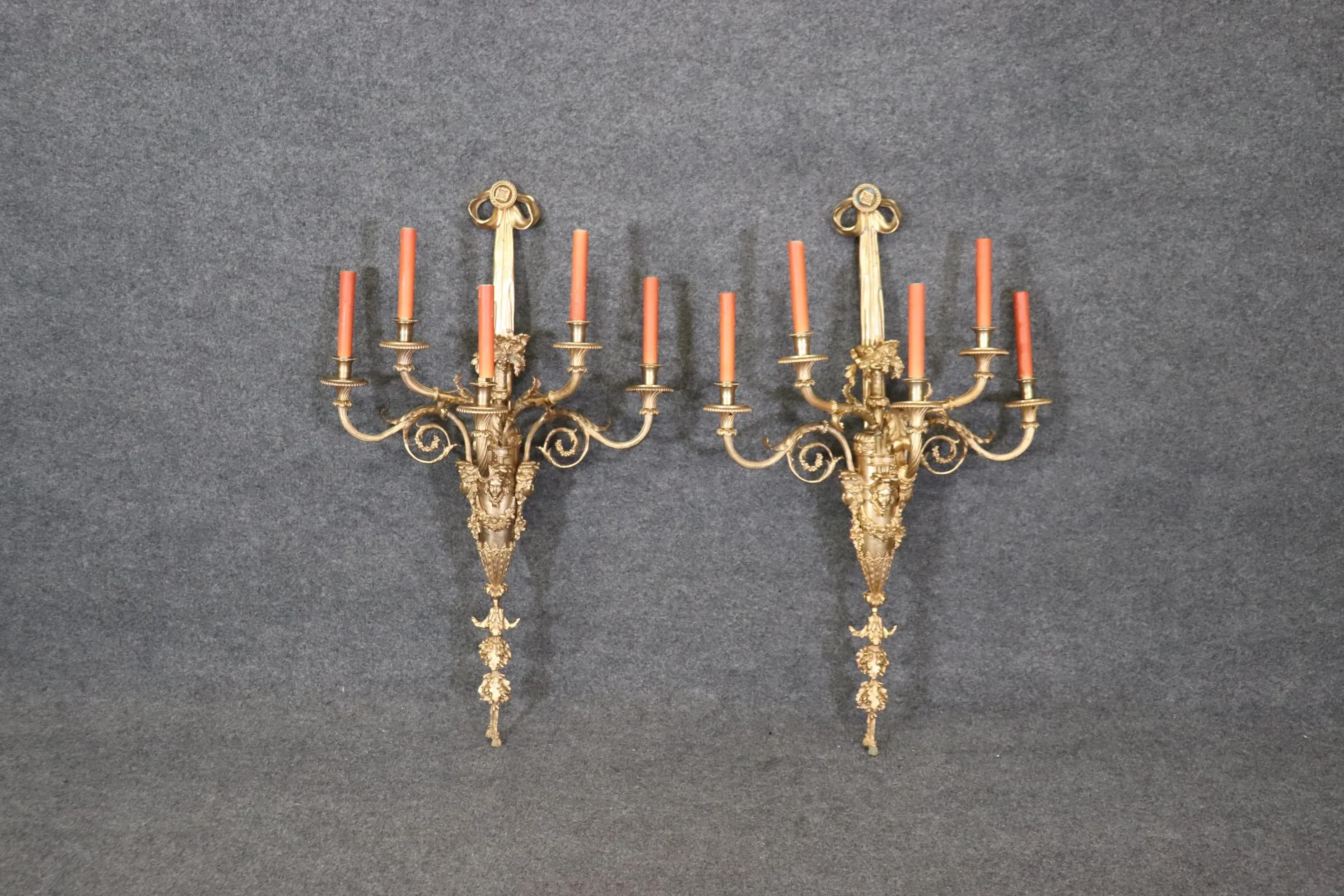 Very Large French Louis XV 5 Light Electrified Bronze Figural