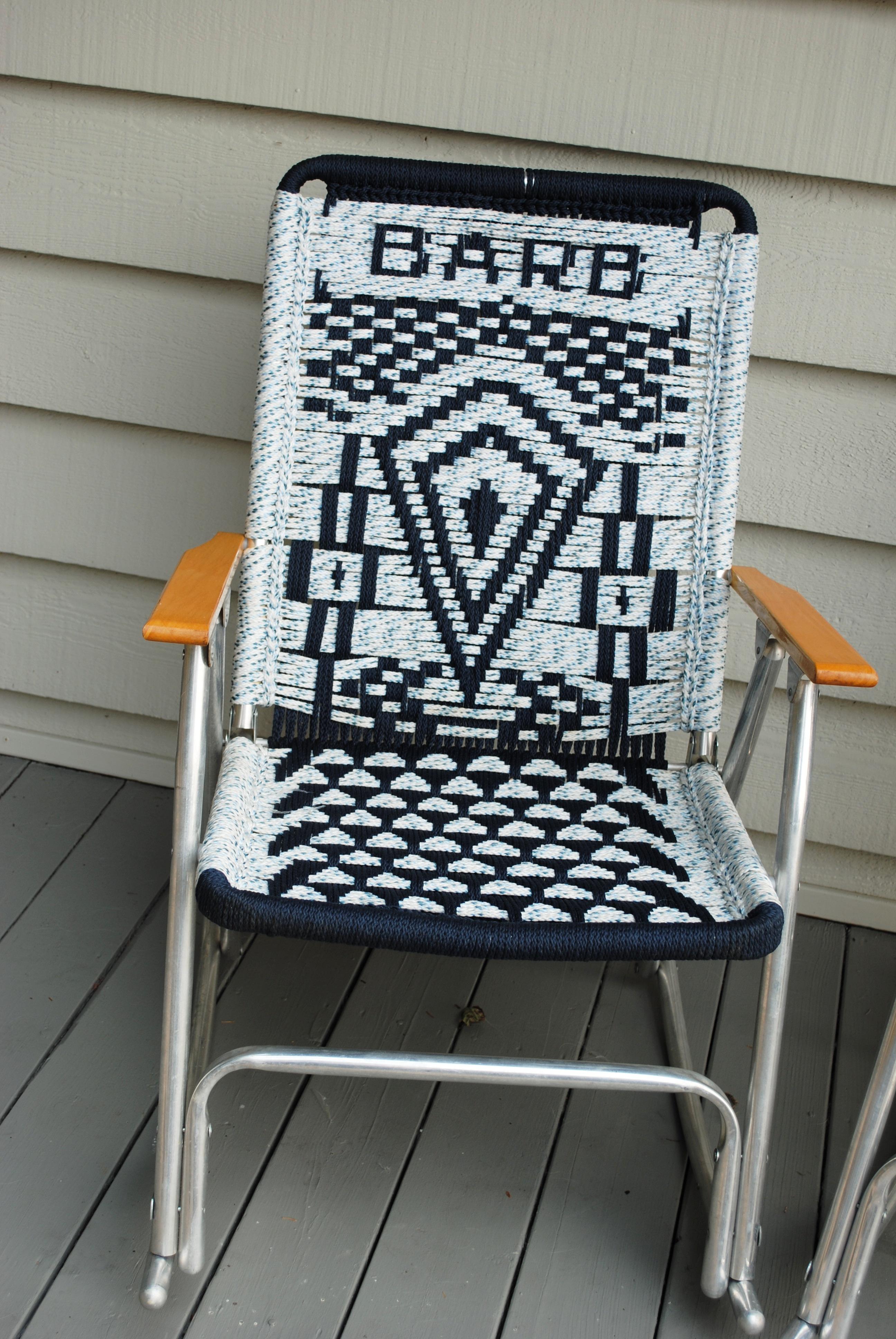 Vintage Macrame Folding Rocking Chairs a Pair Chairish