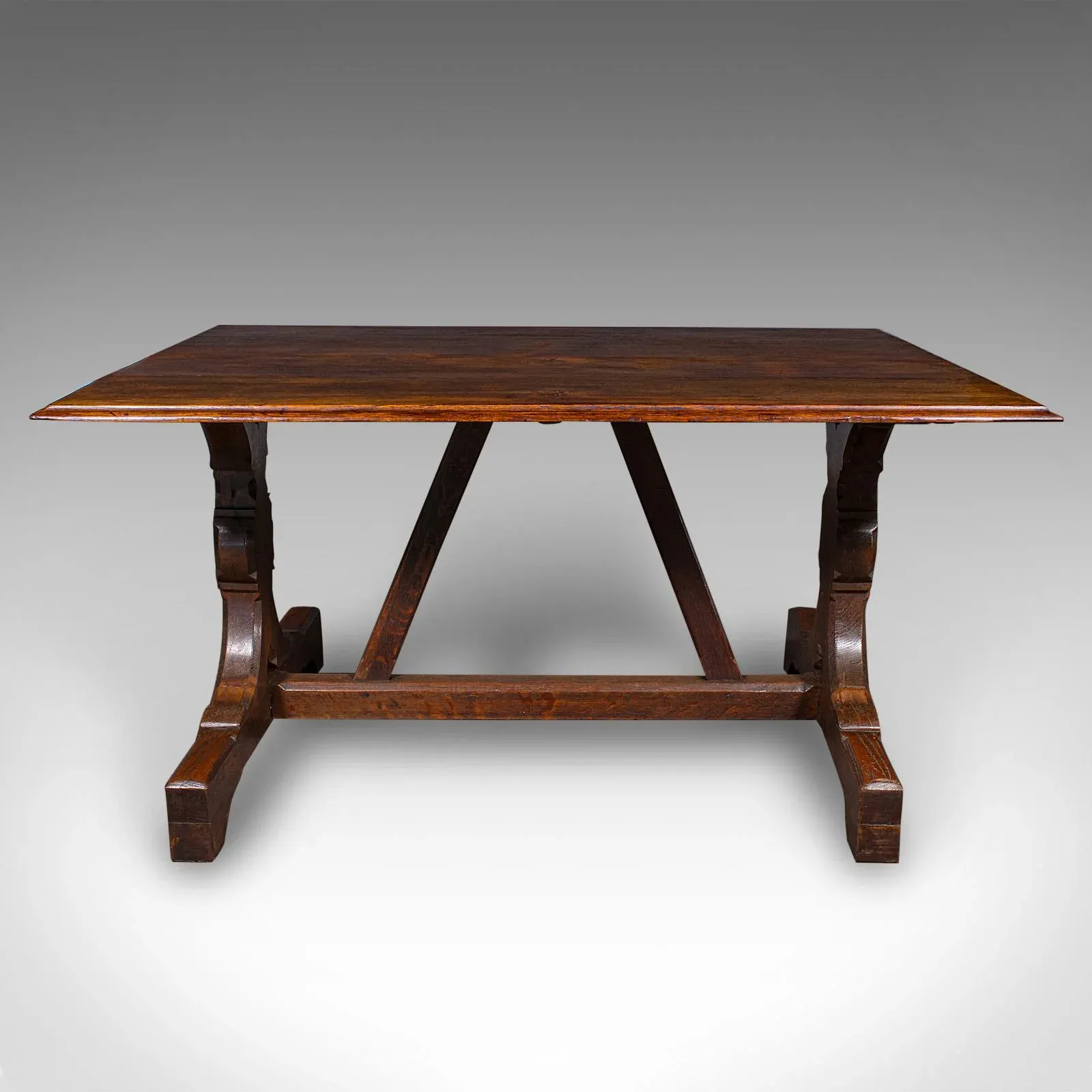 Antique 6 Seat Dining Table, English, Oak, Gothic Revival, Kitchen, Victorian