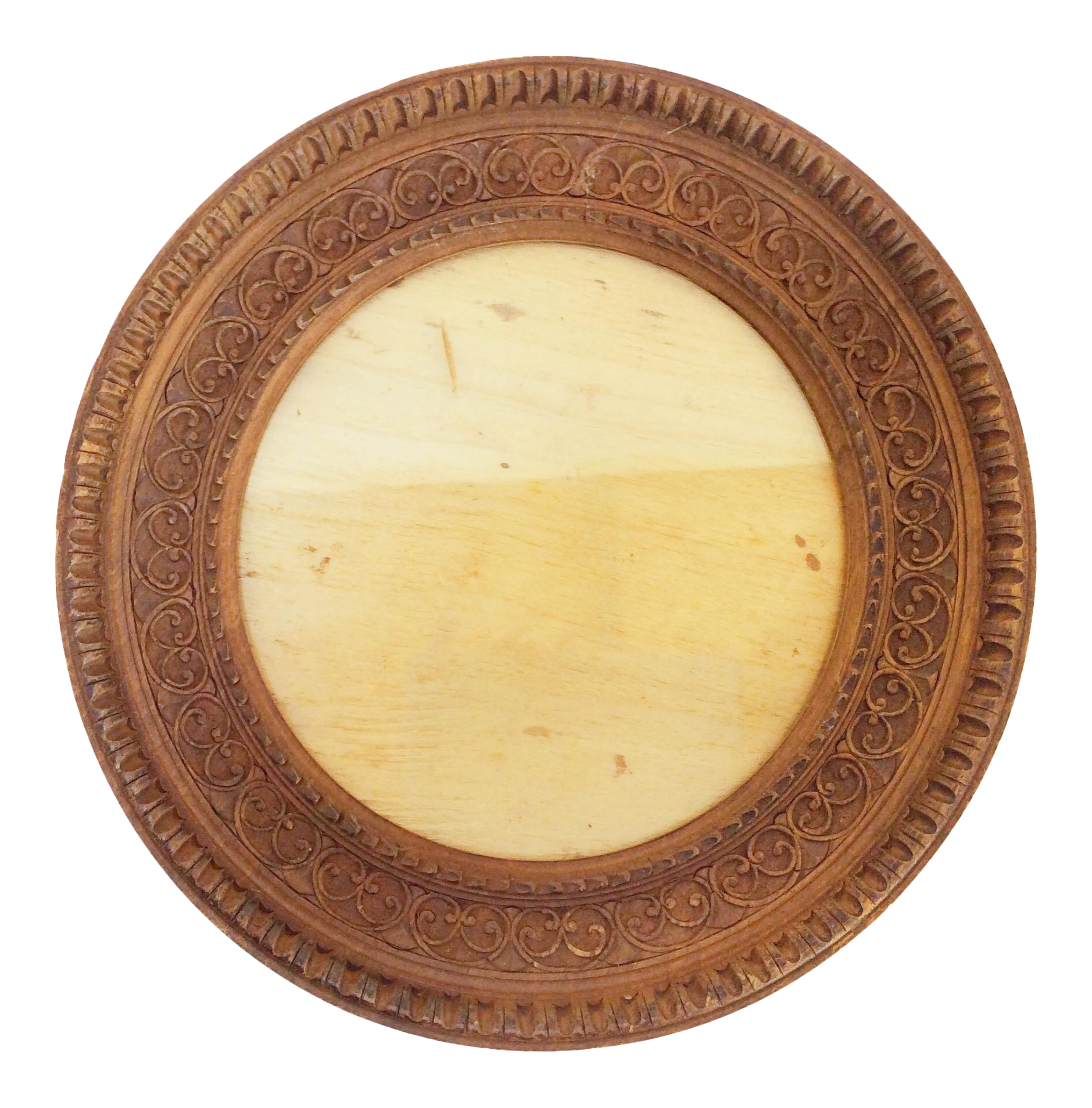 Carved Round Wooden Frame Chairish