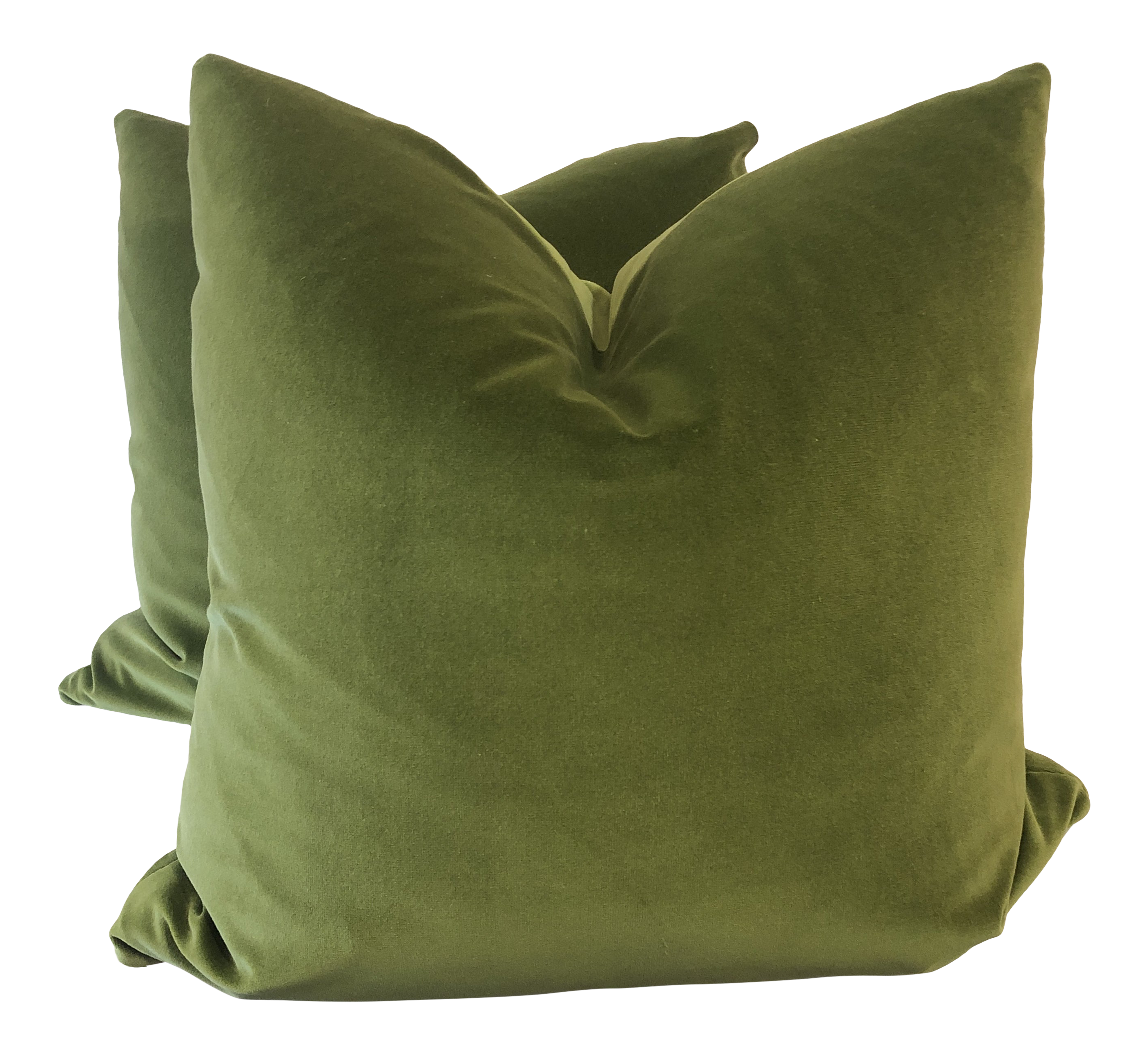 Bright Olive Velvet 22 Pillows A Pair Chairish