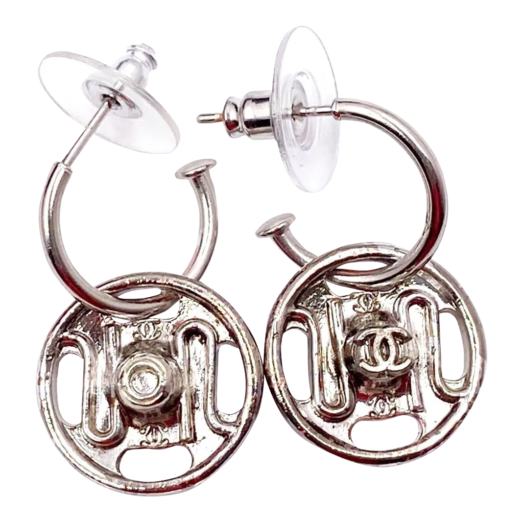 silver chanel hoop earrings