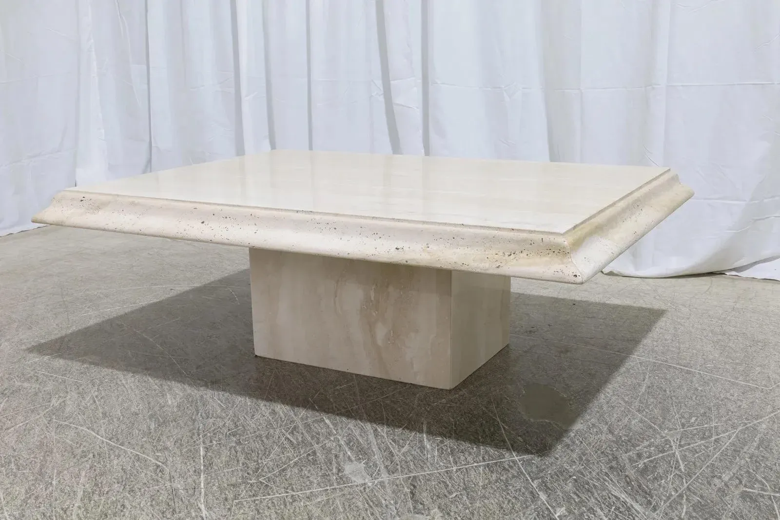 Large Vintage Italian Travertine Coffee Table | Chairish
