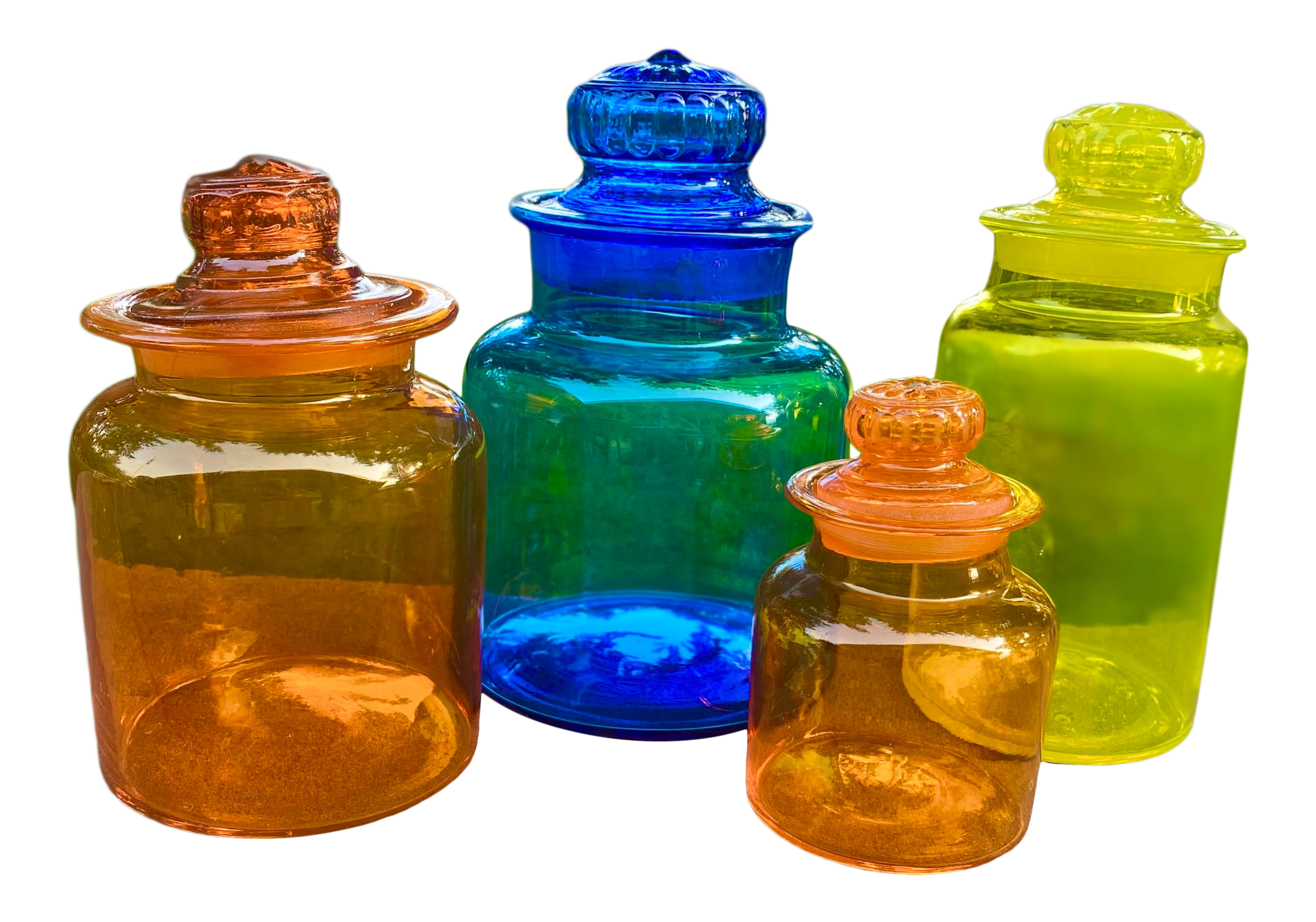 Vintage Colorful Takahashi Blown Glass Apothecary Jars with ...