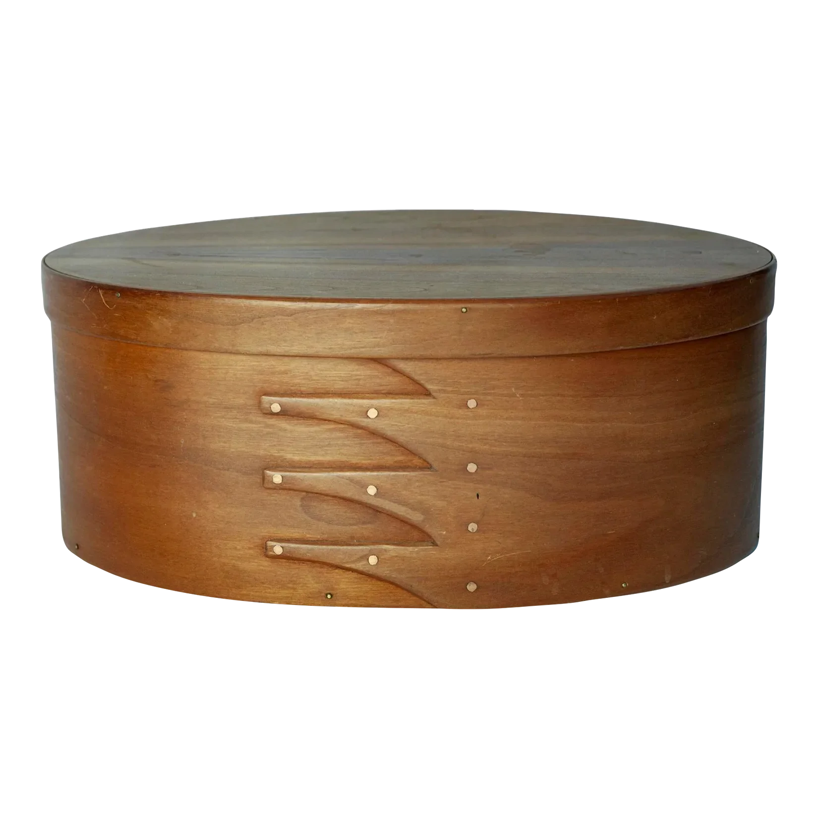 1970s Oval Handmade Shaker Style Cherrywood Box | Chairish
