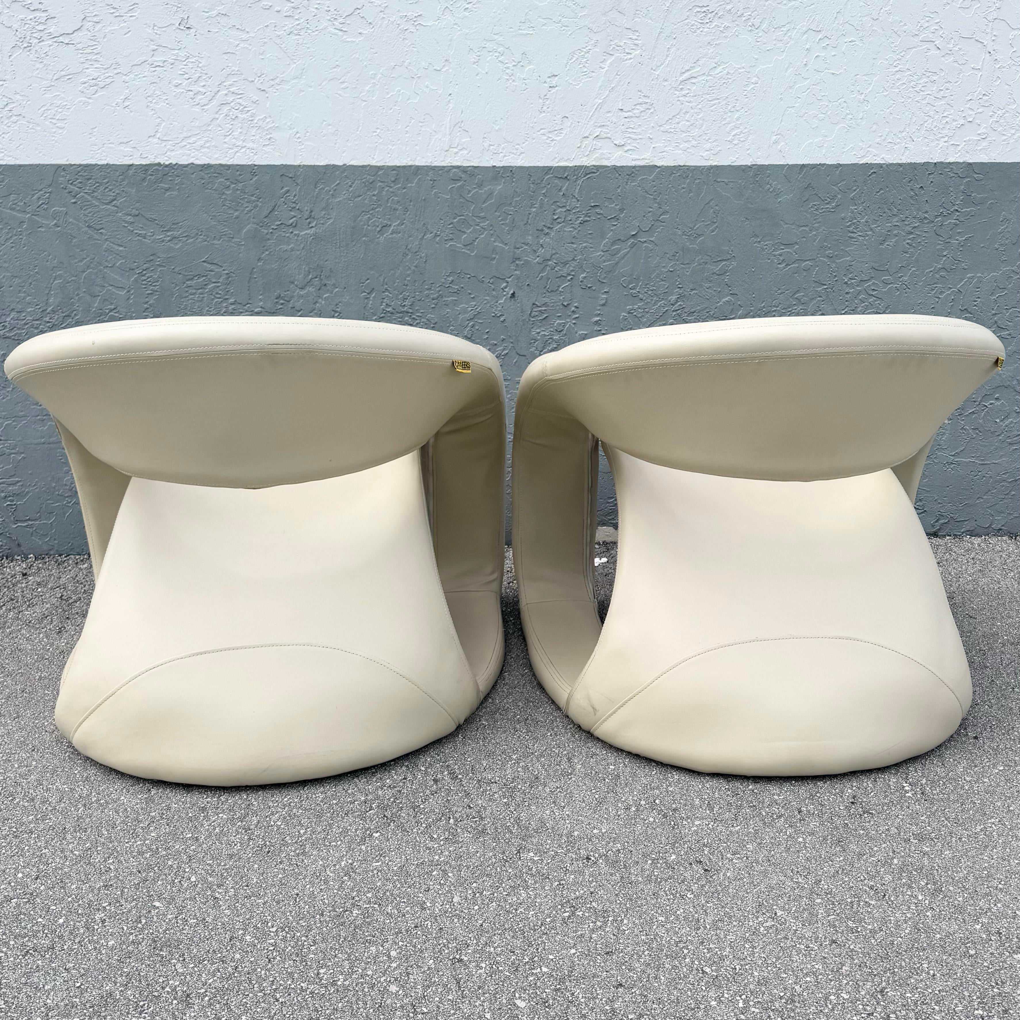 Postmodern Beige Faux Leather Tongue Chairs by Cheers - A Pair