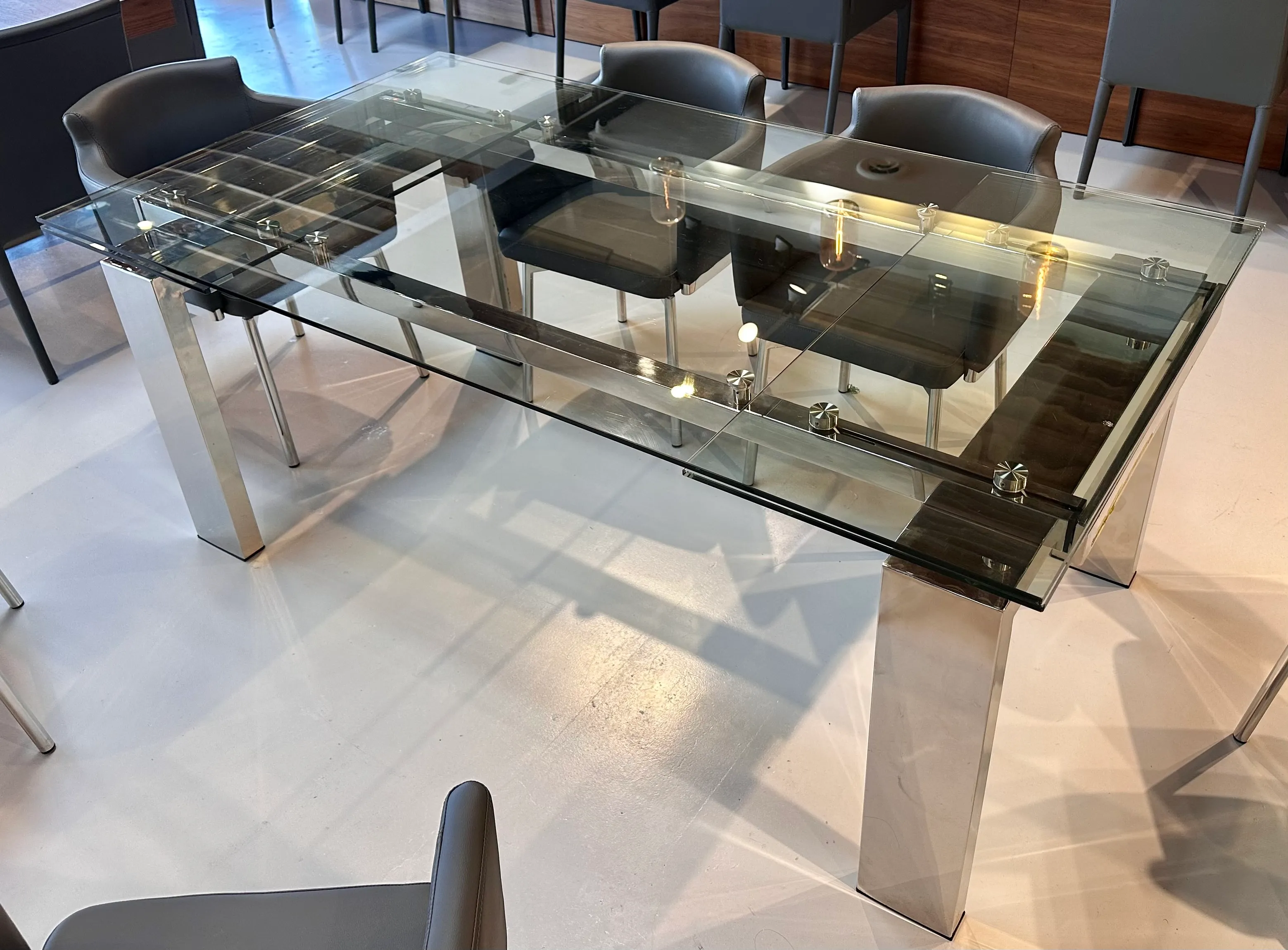 Madani Modern Furniture Glass Nablus Extension Dining Table Chairish