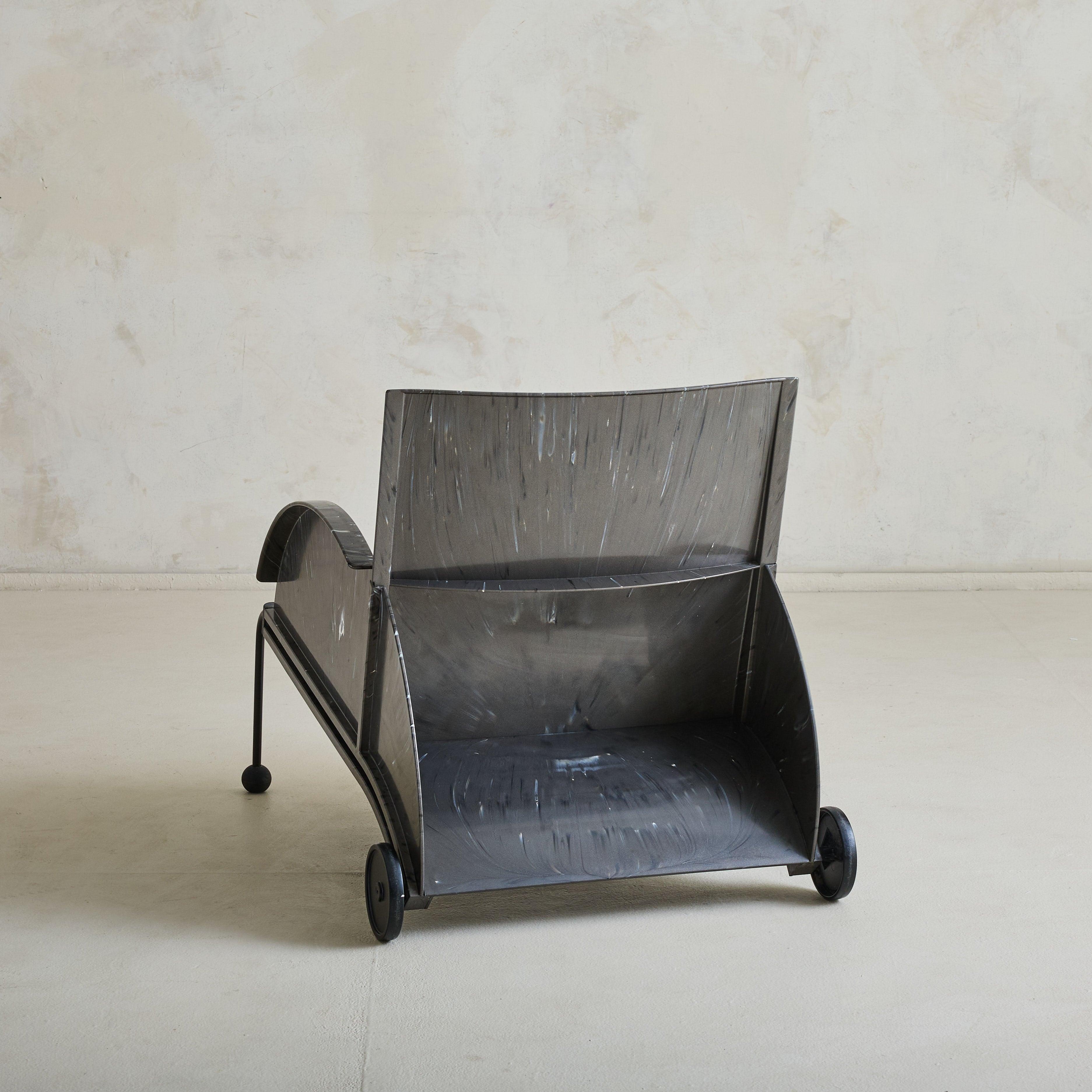 Italian Black \'4814\' Lounge Chair Attributed to Anna Castelli Ferrieri for Kartell, 1988