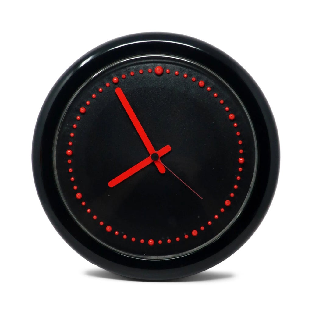 REXITE 赤いアナログ時計 1980s Postmodern Black and Red Rexite Zero 980 Wall Clock | Chairish