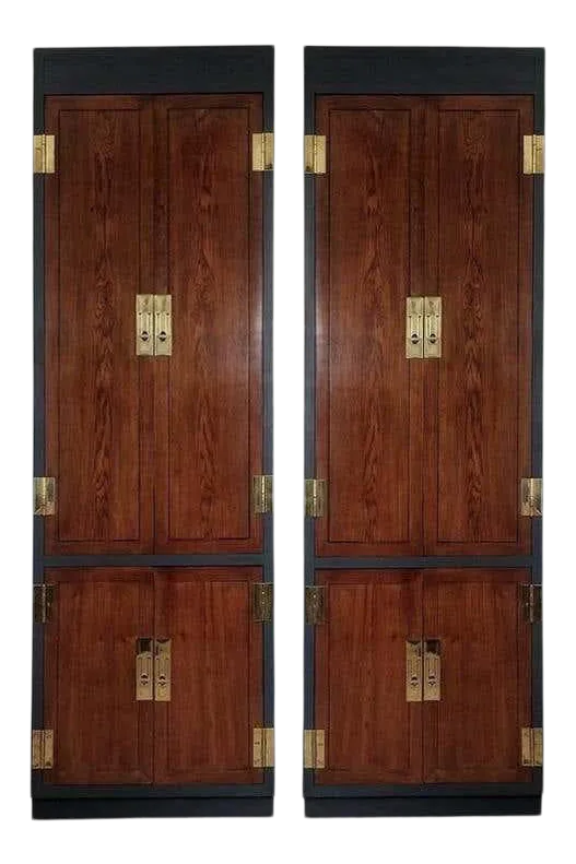 Campaign Style Henredon Lacquered Tall Fitted A Pair Chairish