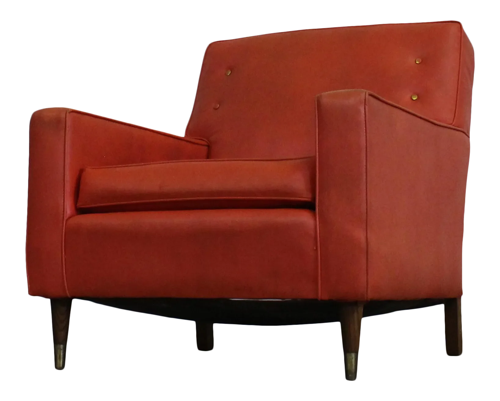 Mid-Century Modern Atomic Orange Club Chair on Pencil Legs