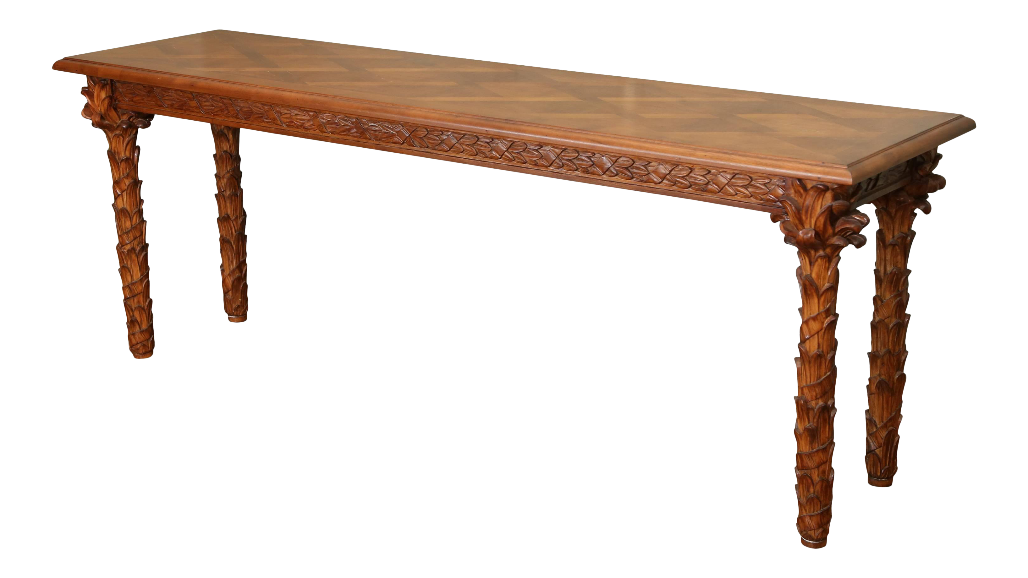 Carved Walnut Palm Tree Console Table Chairish