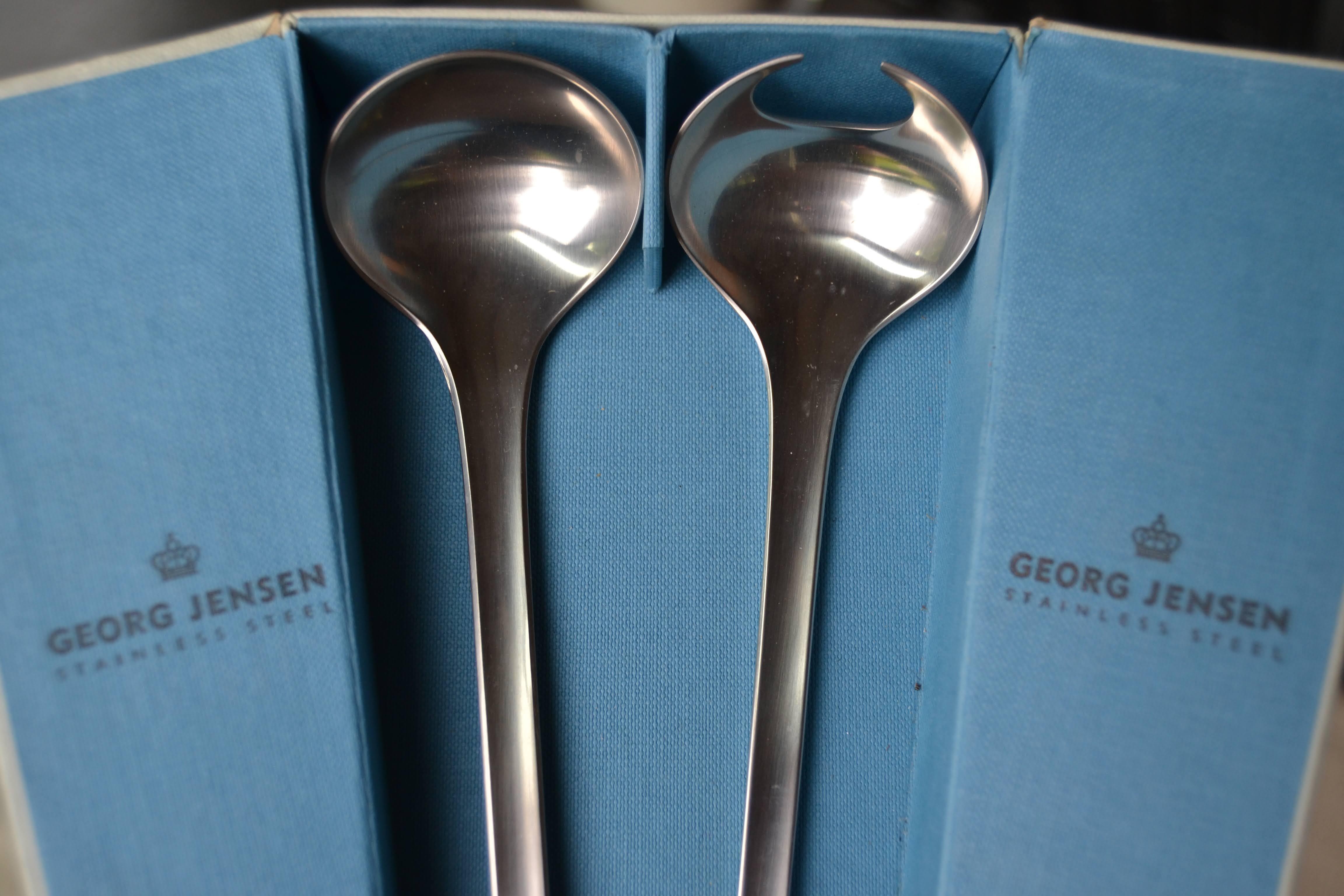 1955 Georg Jensen Mid Century Modern Stainless Serving Fork and 