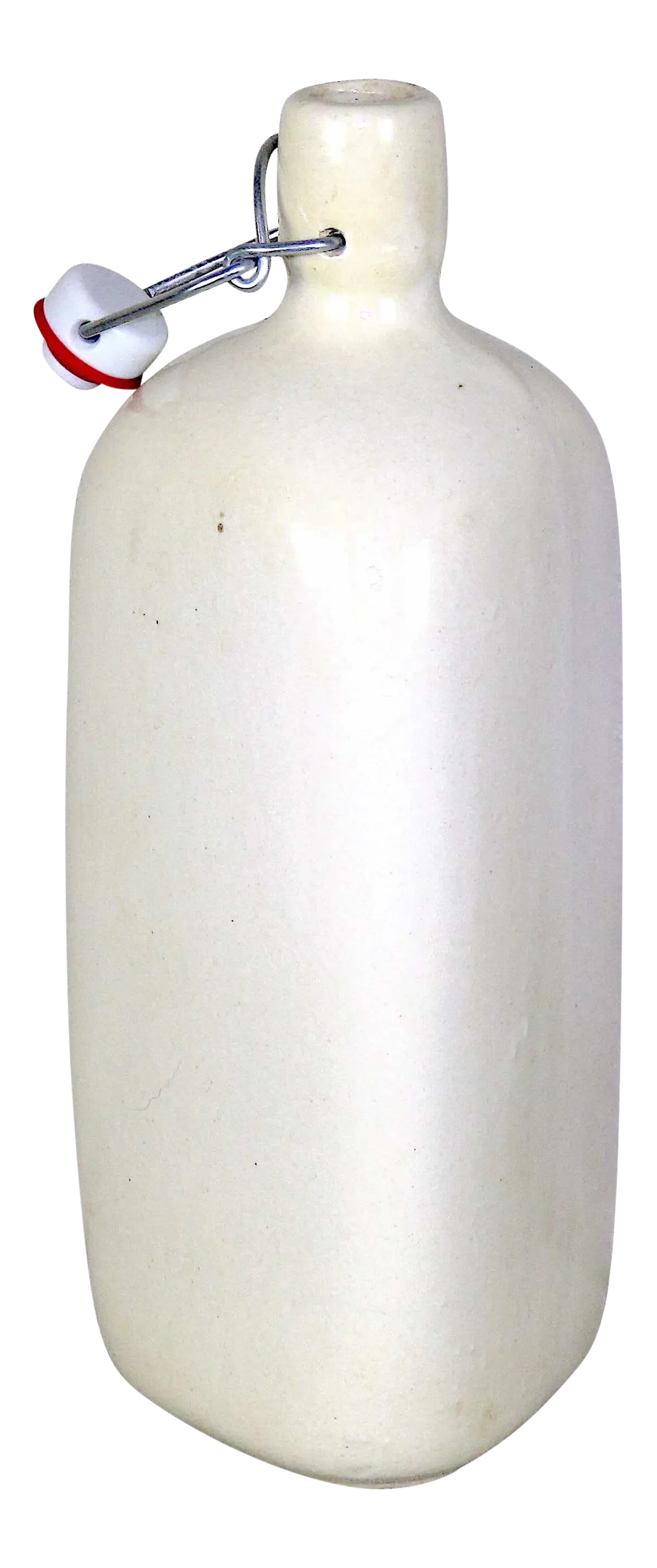 Antic Triangular Stoneware Bottle or Vase With Porcelain Stopper