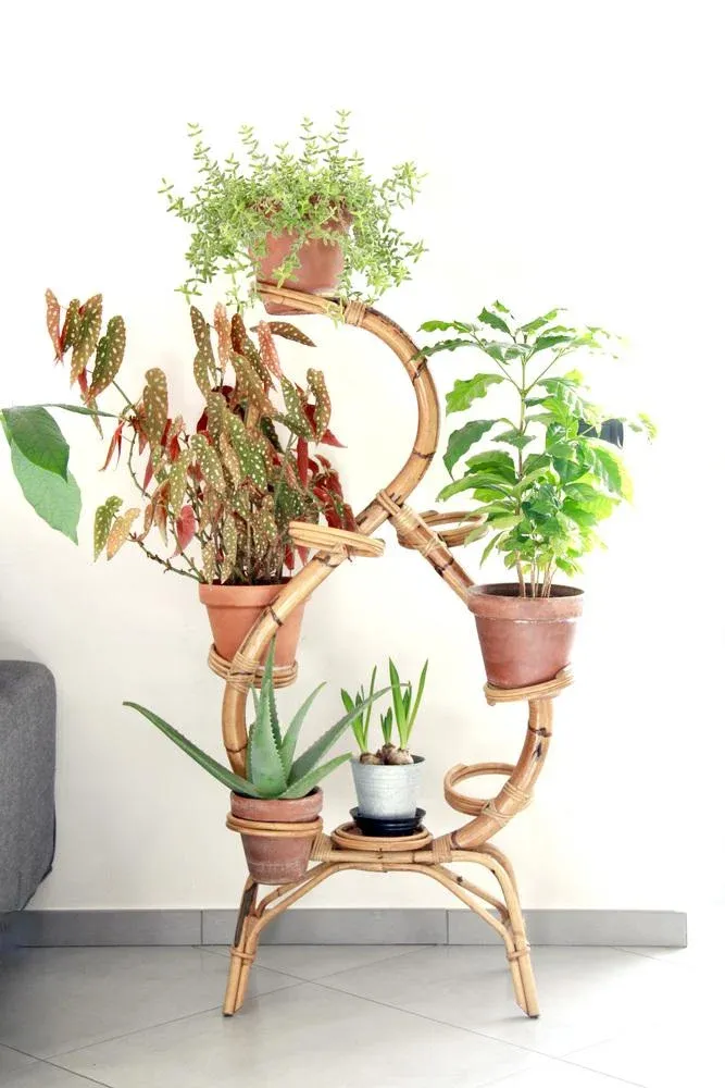 Vintage Bamboo Plant Vase Stand / Holder, Italy, 1960s | Chairish
