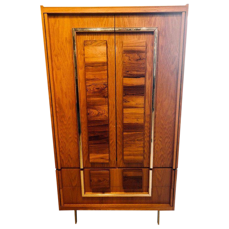 Milo Baughman Style Hi Chest Armoire Chest Wood & Chrome Canada Chairish