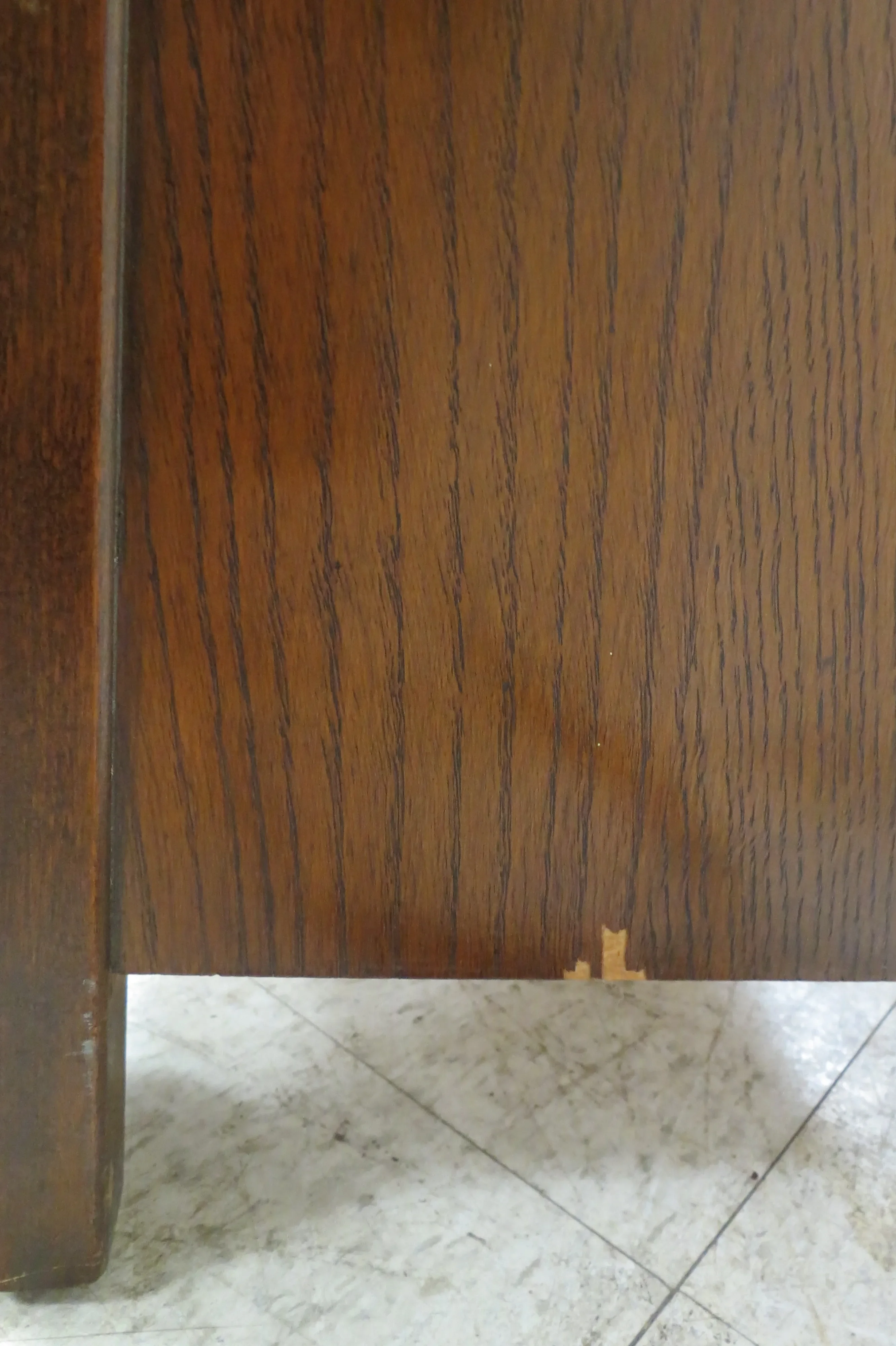 Vintage English Tiger Oak Dresser With Beveled Mirror