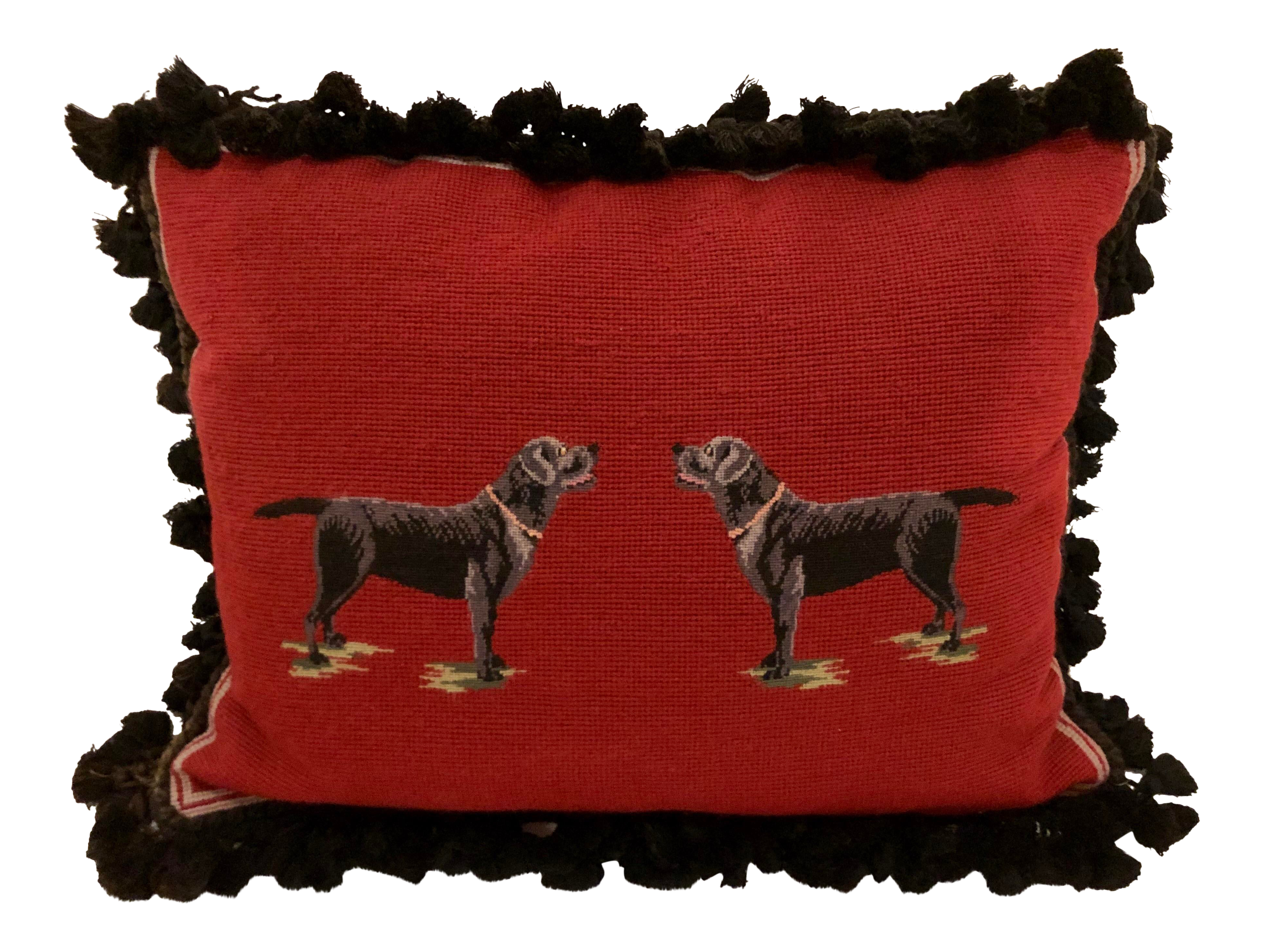 Needlepoint Dog Motif Pillow Chairish