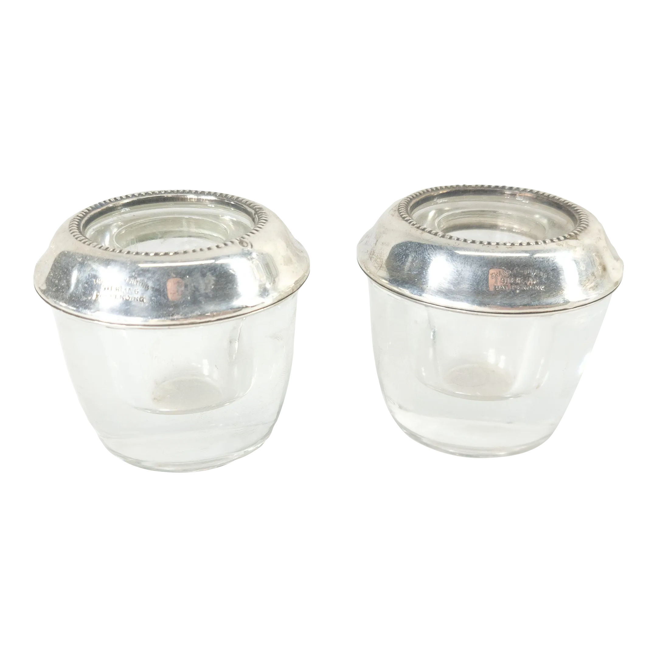 20th Century Sterling Silver and Glass Toothpick or Matchstick Holders