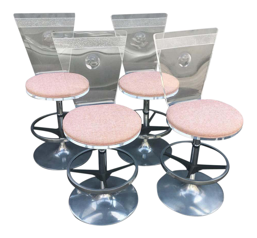 Metal & Acrylic Bar Stools Set of 4 Chairish