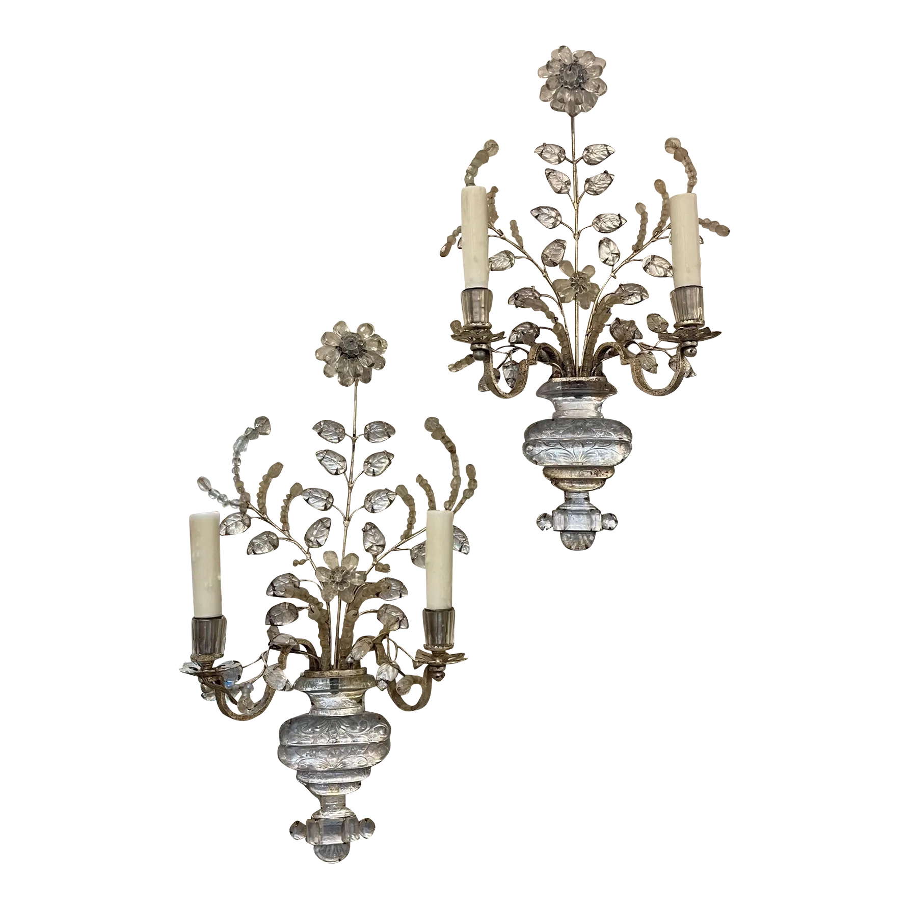 Vintage French Bagues Crystal Sconces - a Pair