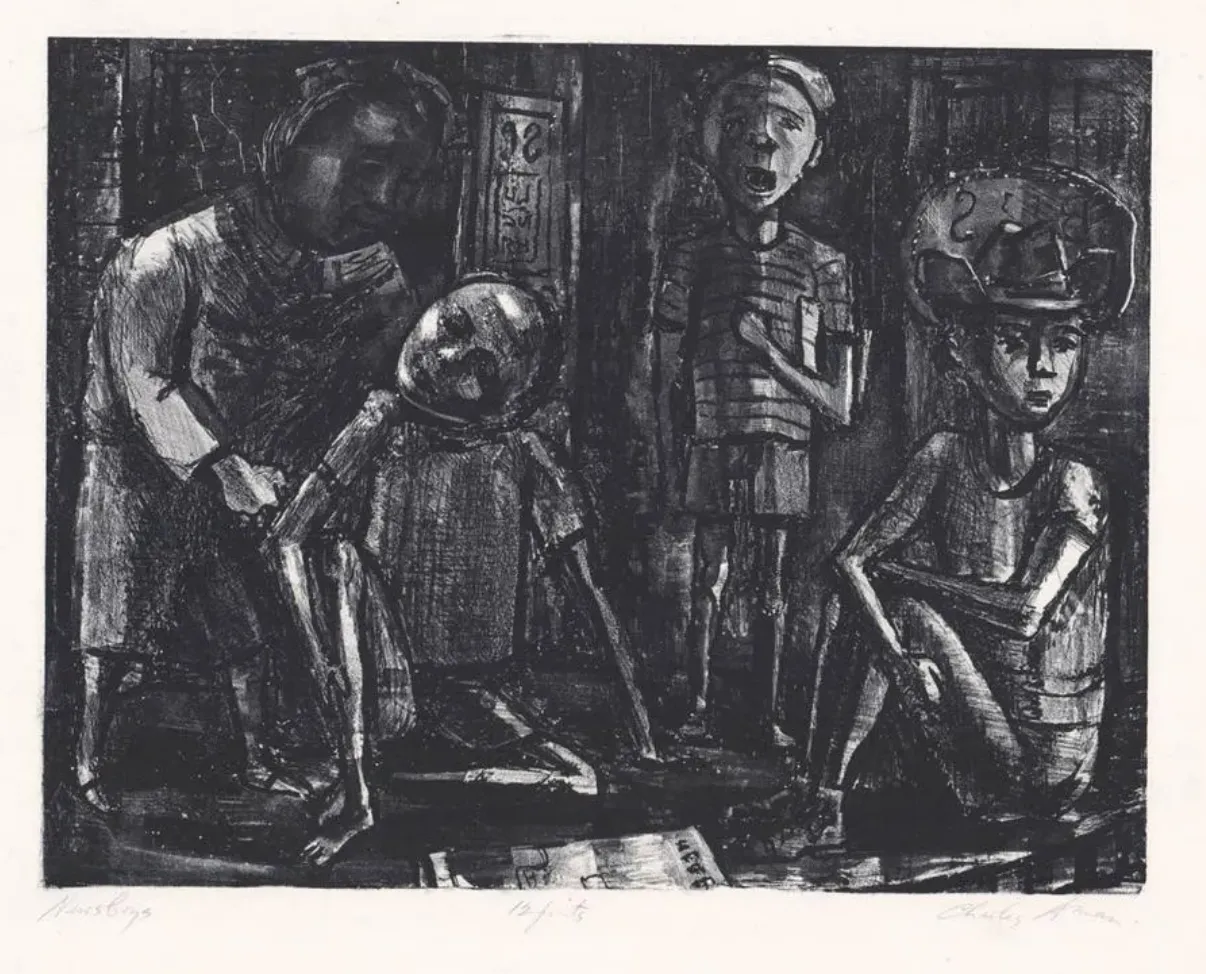 1950s Charles Aman Newsboys Lithograph