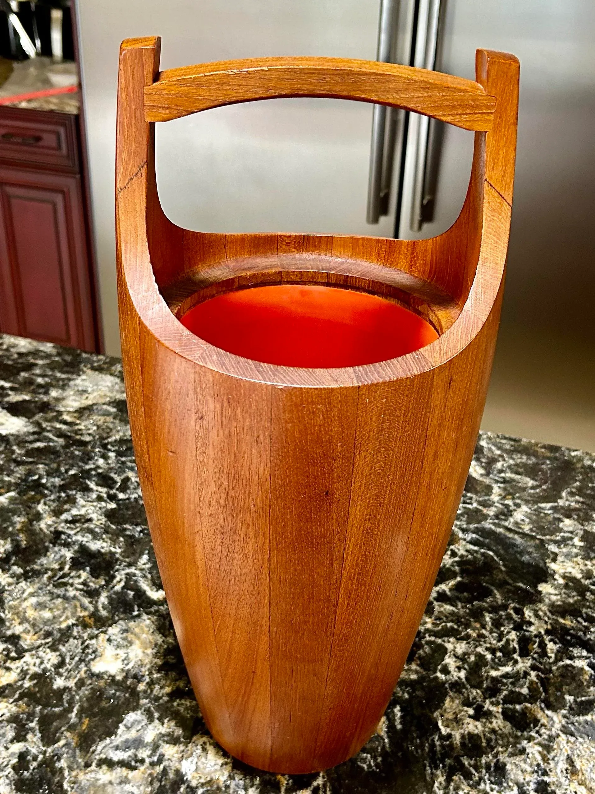 Vintage Danish Modern Stave Teak Ice Bucket/Lid, Jens Quistgaard