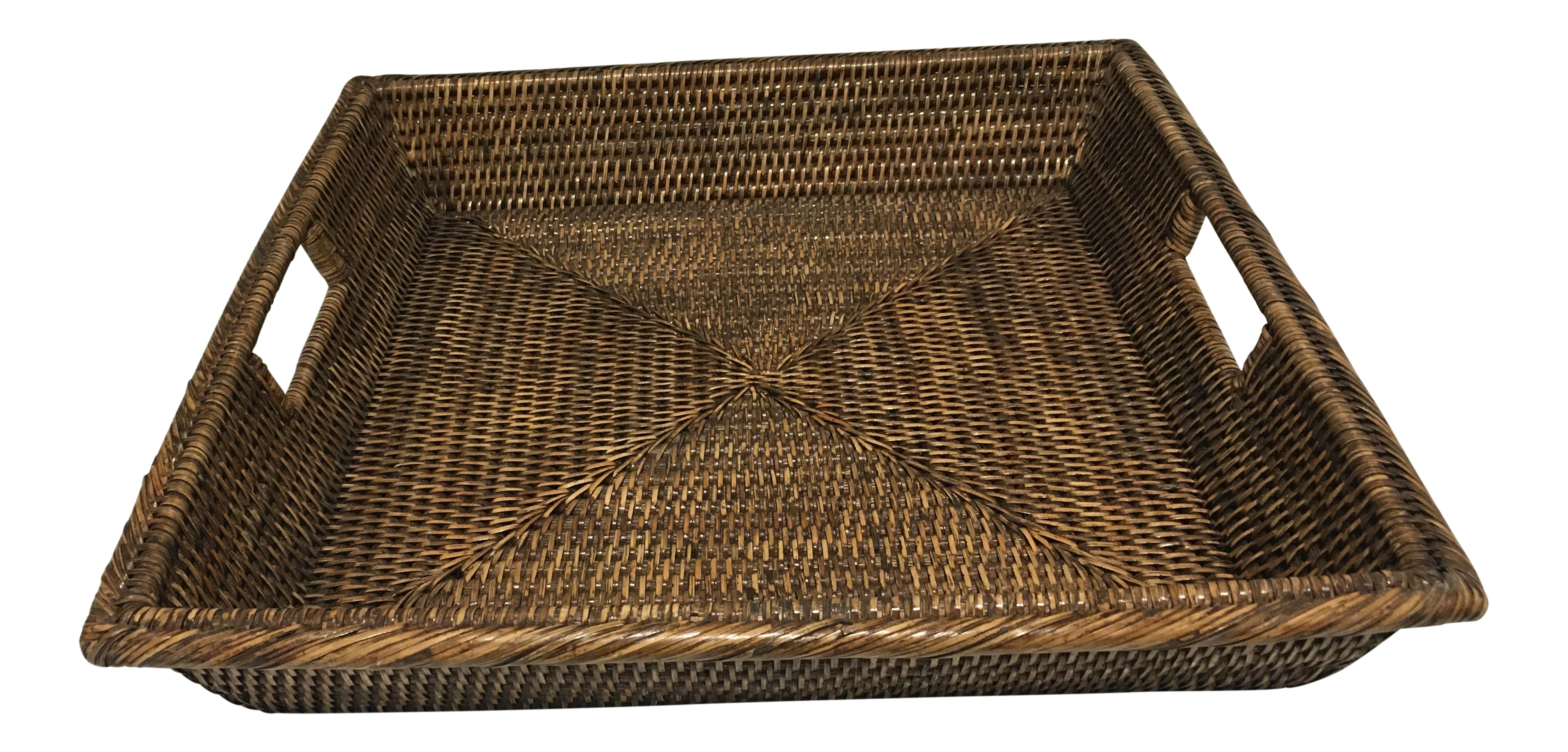 Dark Brown Rattan Square Tray Chairish