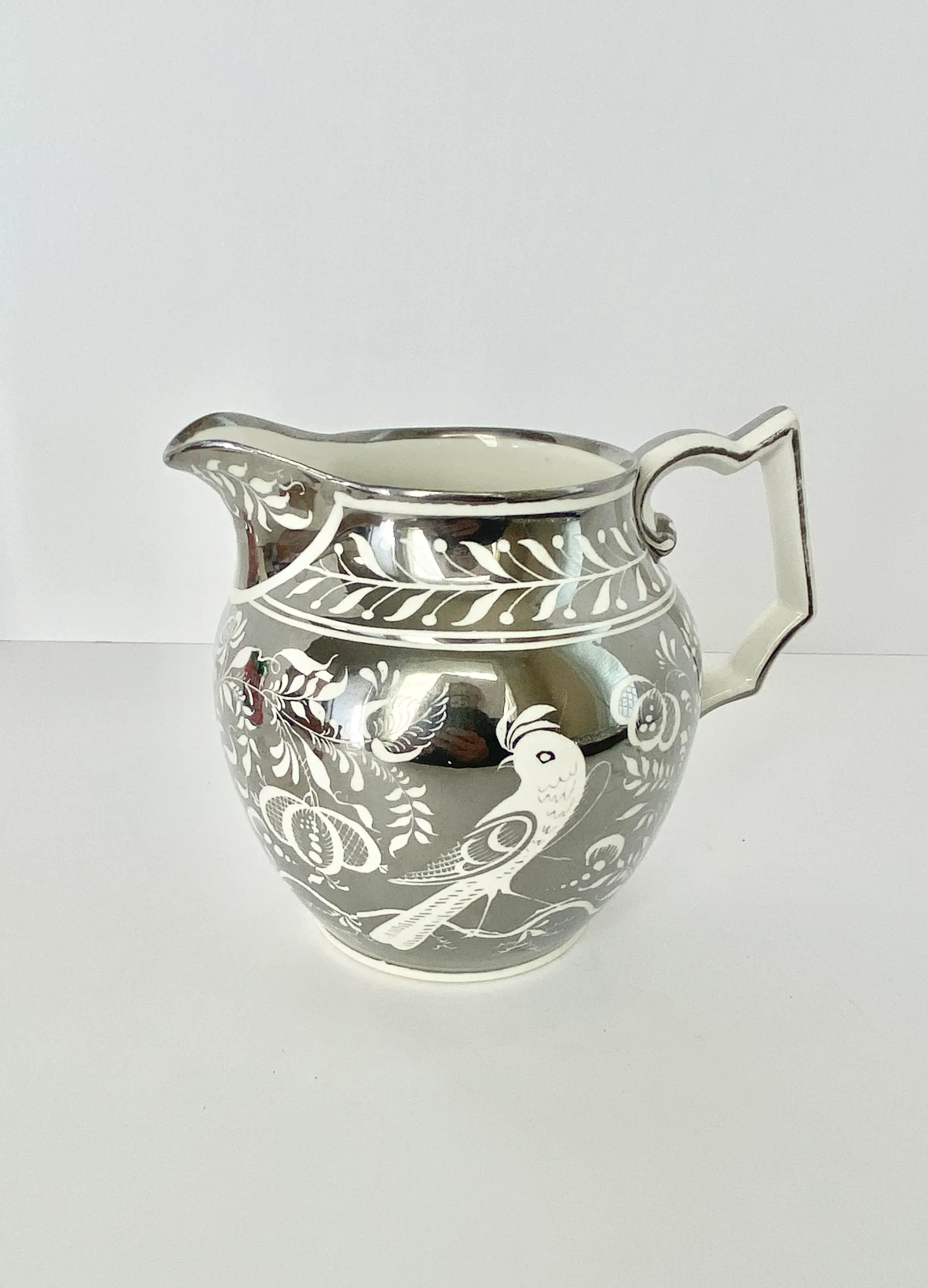 Antique English Silver Resist Lustre Jug Pitcher | Chairish