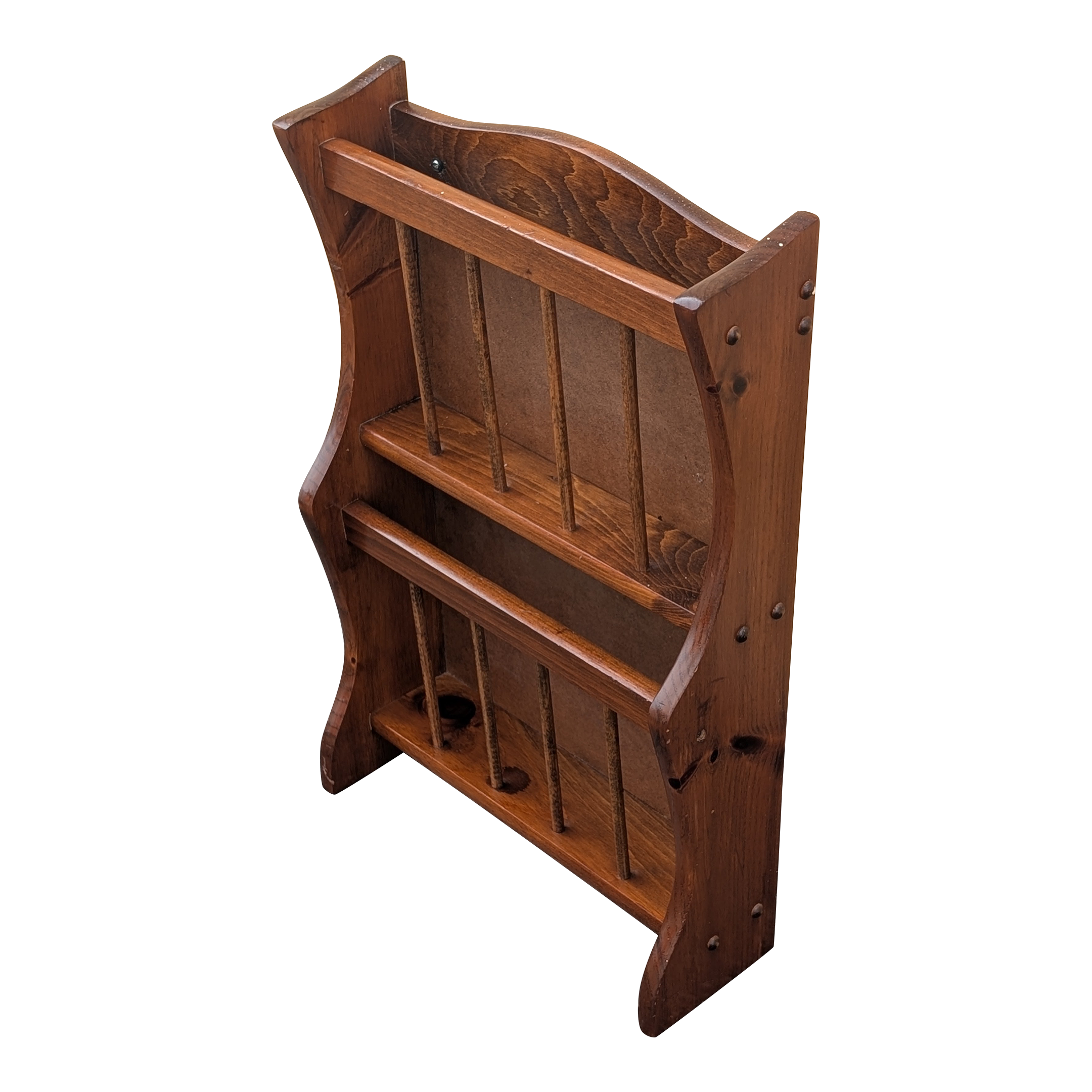 Vintage Mid Century Modern Wall Mounted Magazine Rack or Wooden Mail Holder