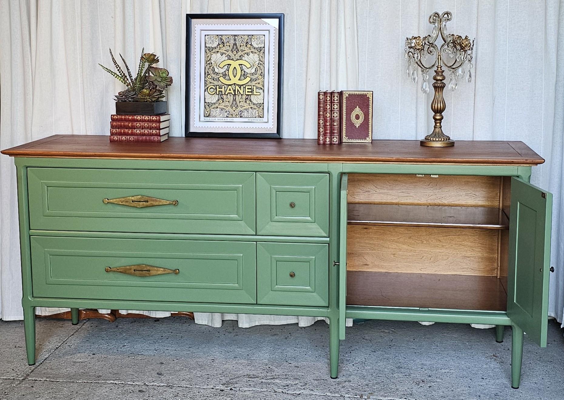 shabby chic green dresser Two Toned Wood & Green Dresser – Post Furnishings main image 0