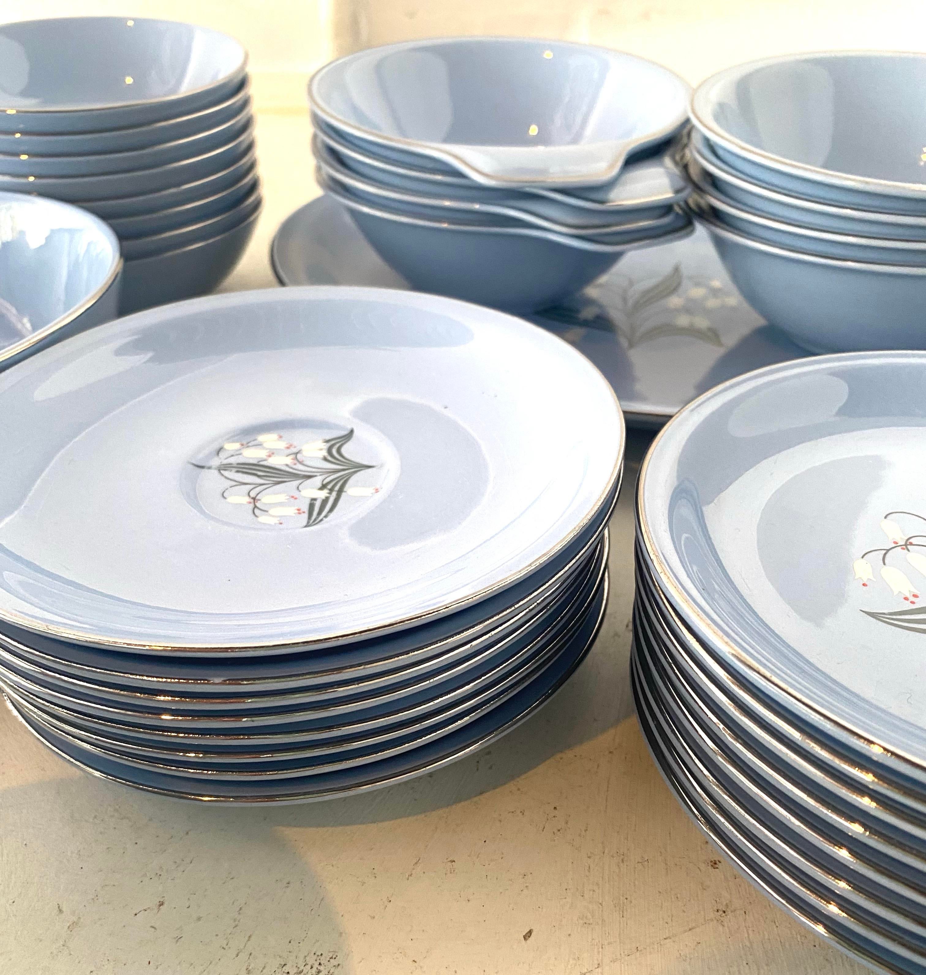 Blue Homer Laughlin Vintage China 51 Pieces Skytone Pattern By