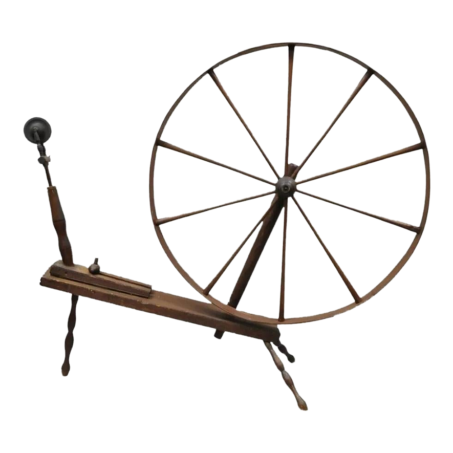 Antique American Primitive Colonial Wooden Country Spinning Wheel ...