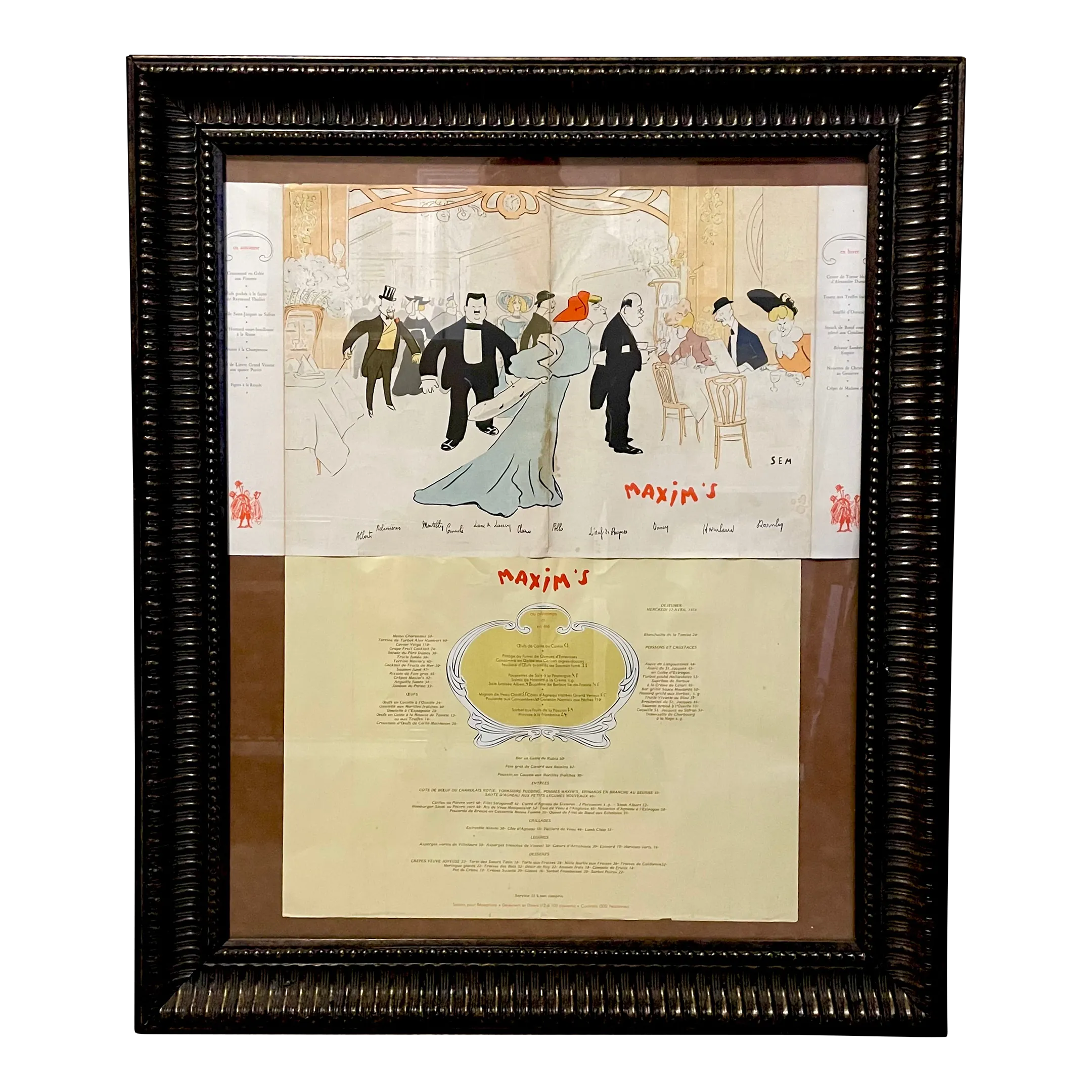 Original Maxim's De Paris Menu & Menu Jacket Holder - Chez