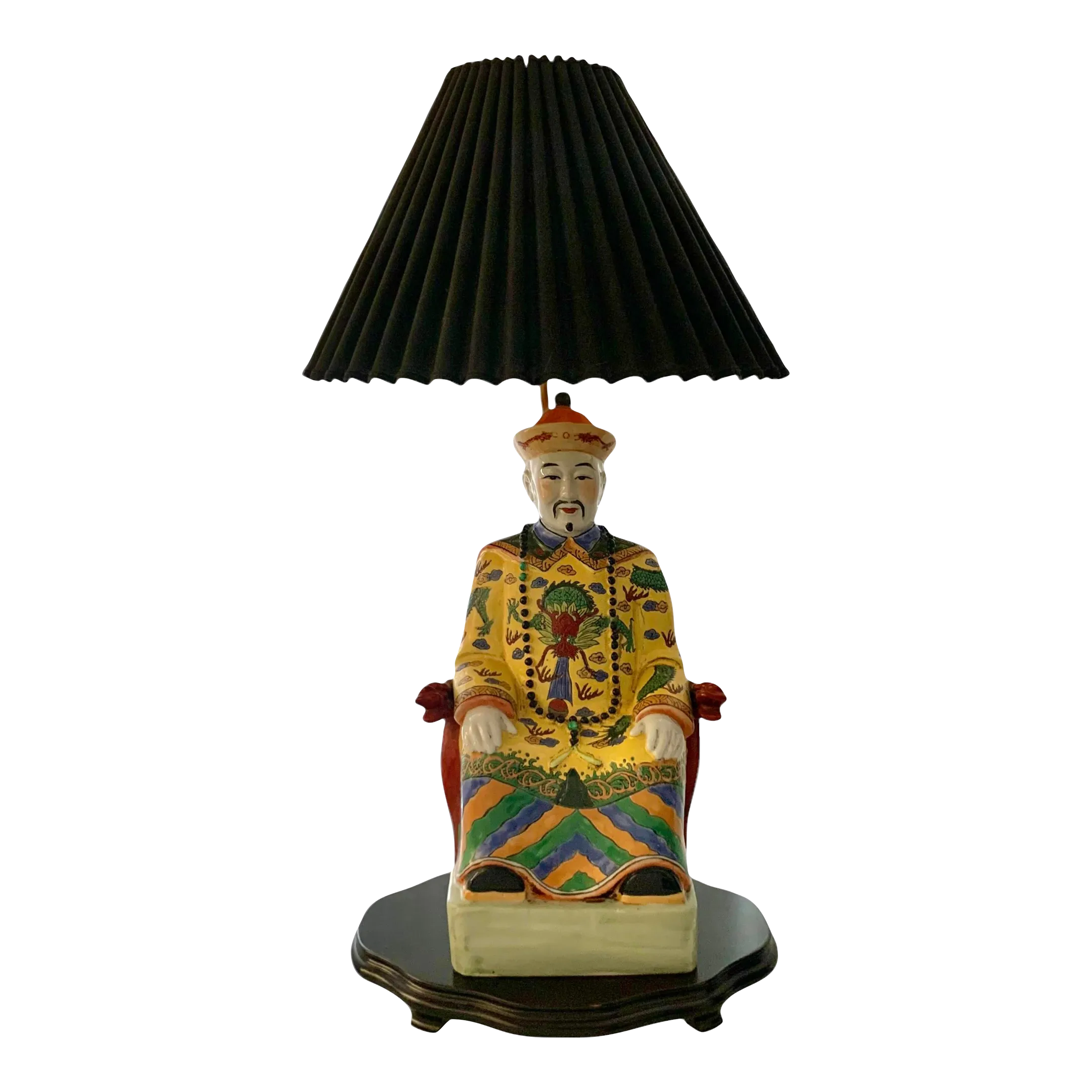 Late 20th Century Lamp Sitting Emperor Large Porcelain Oriental