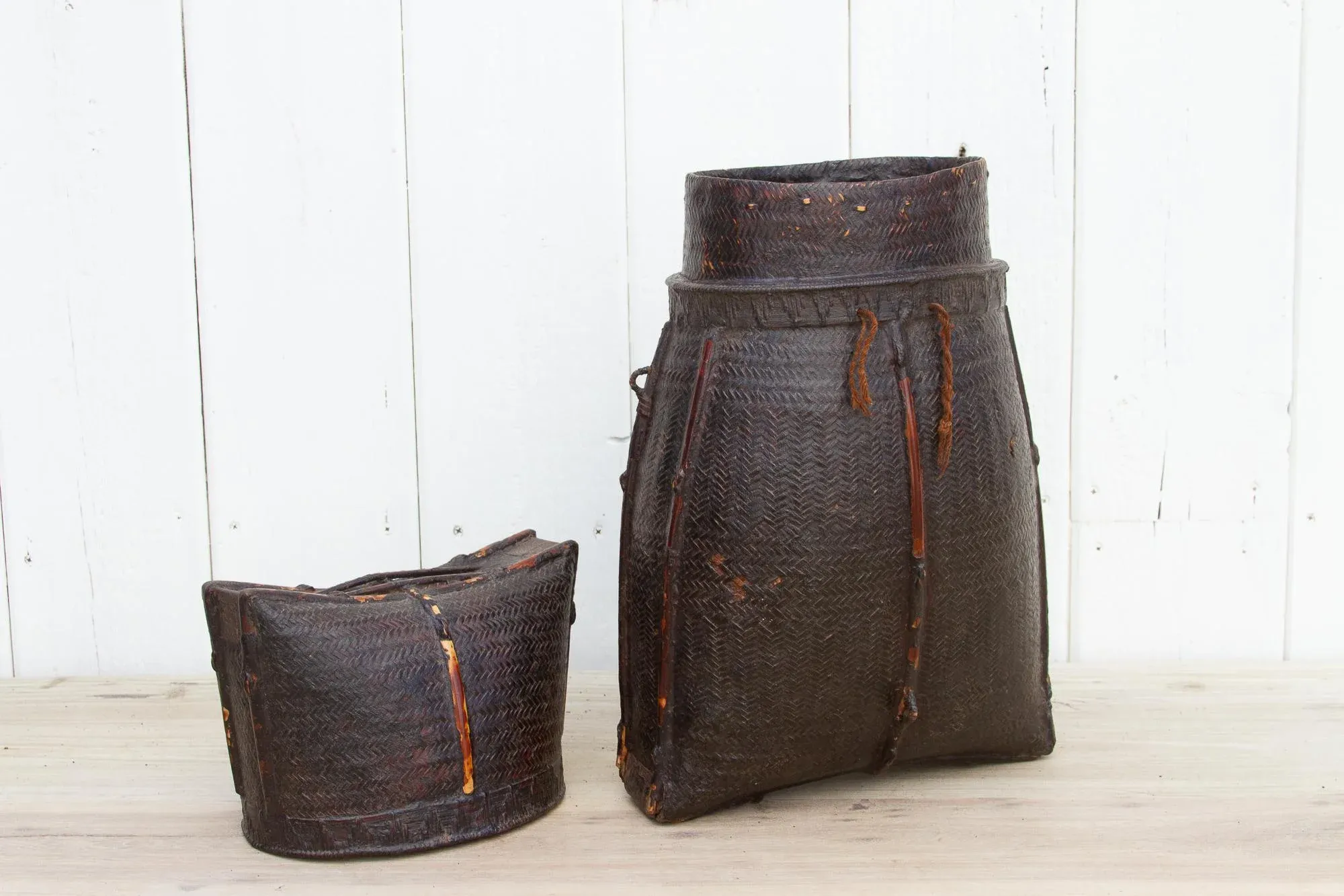 Antique Lacquered Karen Tribe Basket