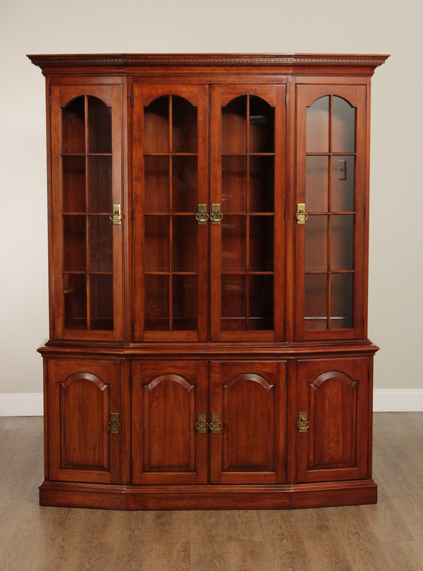 Pennsylvania House Cherry Breakfront China Cabinet | Chairish