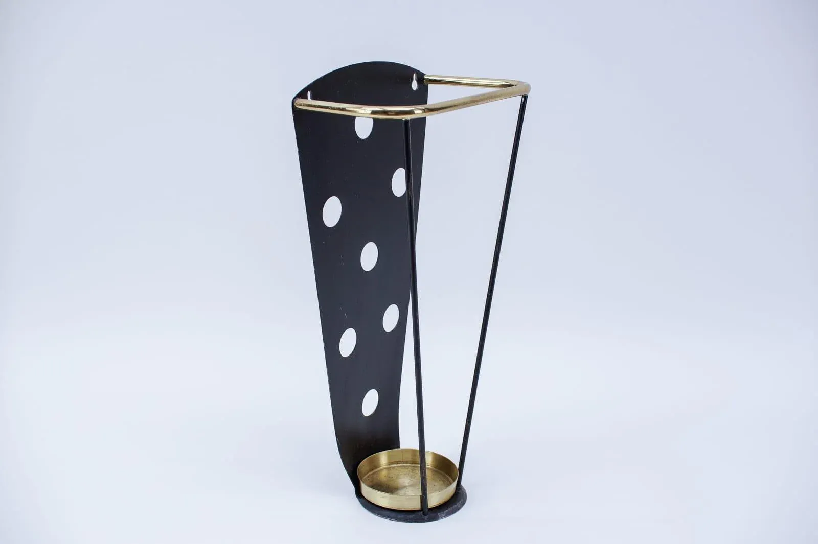 Mid-Century Austrian Umbrella Stand in Metal and Brass