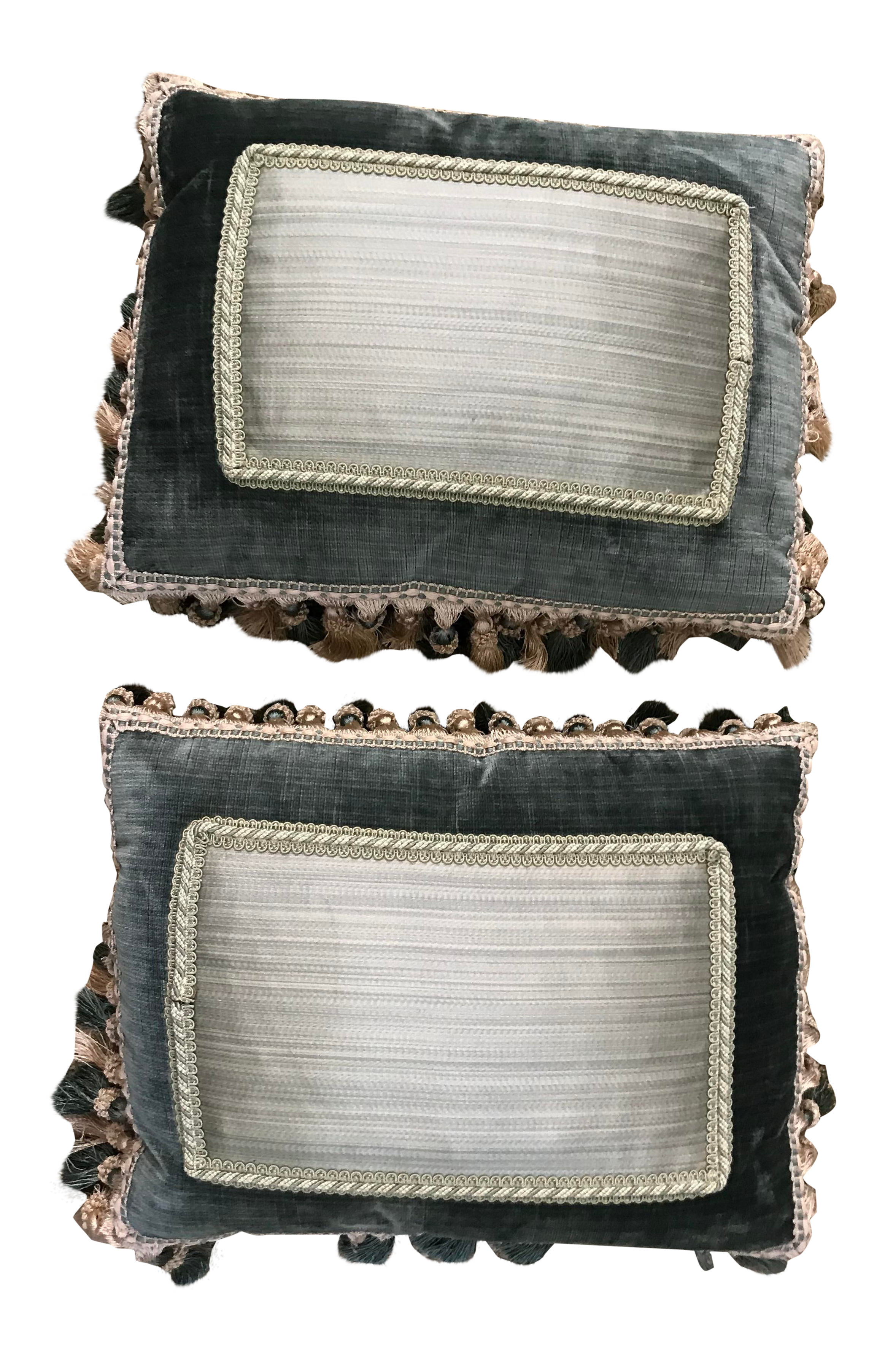 Custom Down Filled Velvet Throw Pillows With Silk Tassels A Pair