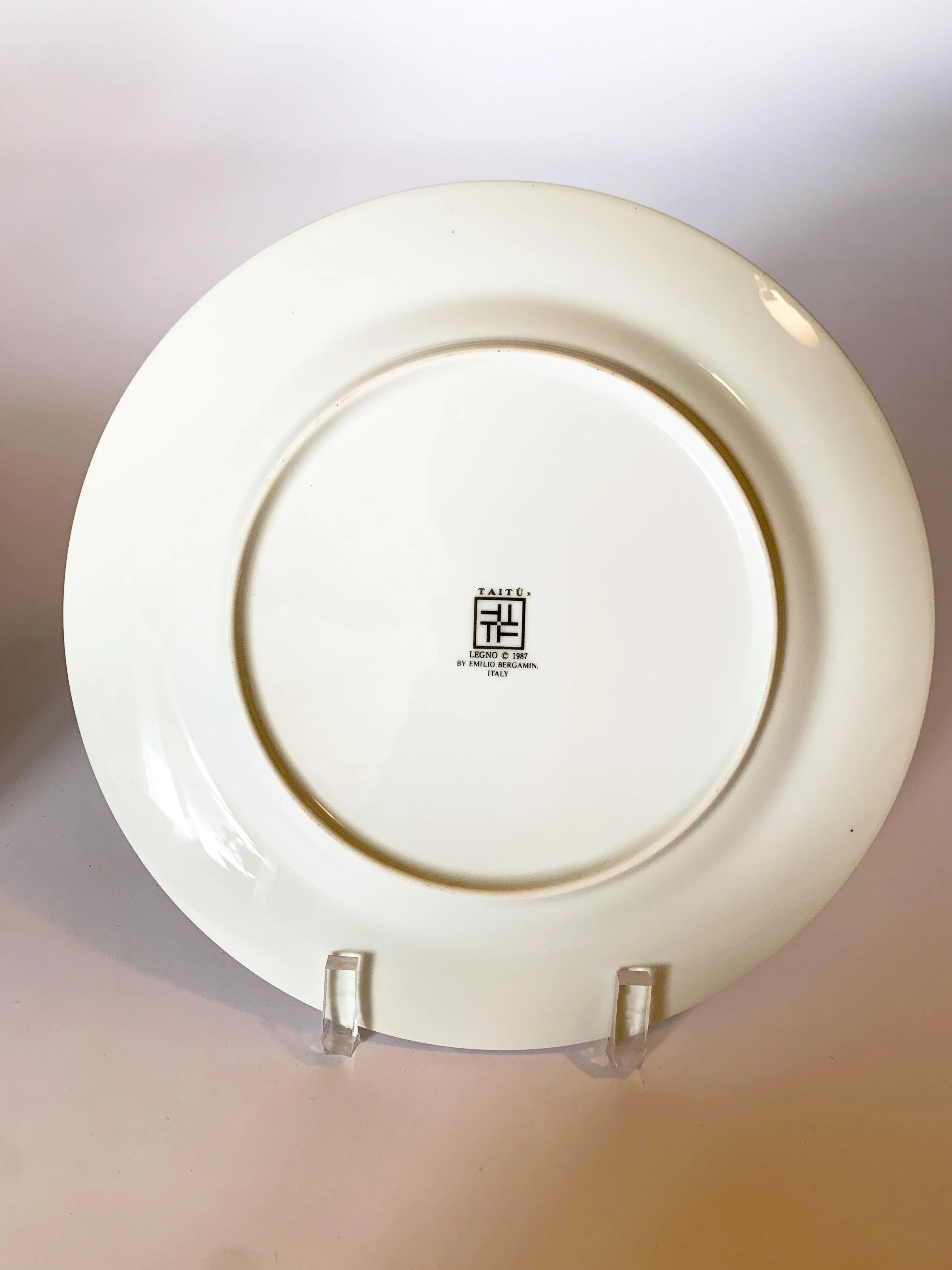 Vintage Emilio Bergamin Taitu Italy Legno Faux Bois Compass Dinner