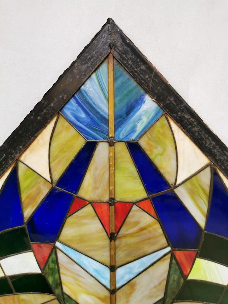 洋書 Architectural Stained Glass Stained Glass Abstract Panel Beveled Tiffany Style Window