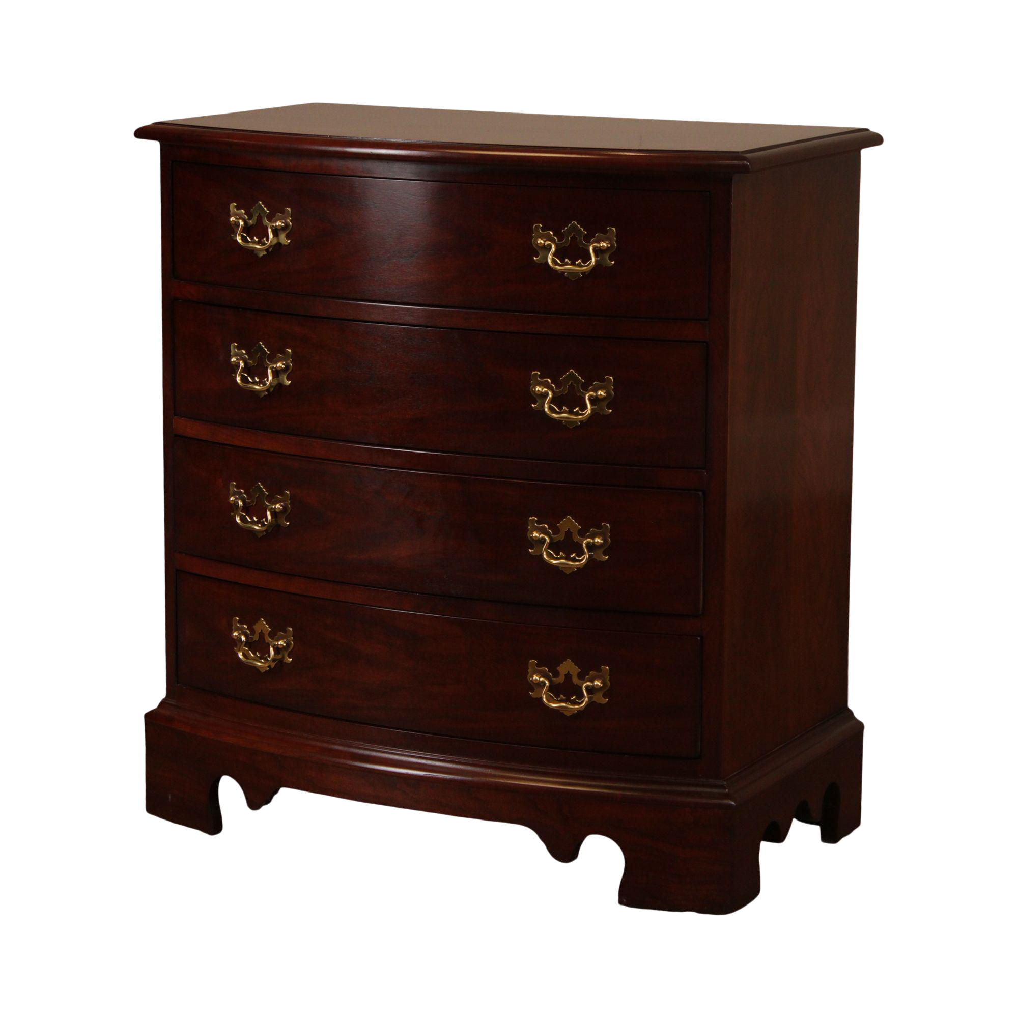 Lineage Cherry Chippendale Style Bow Front 4 Drawer Chest Nightstand Chairish