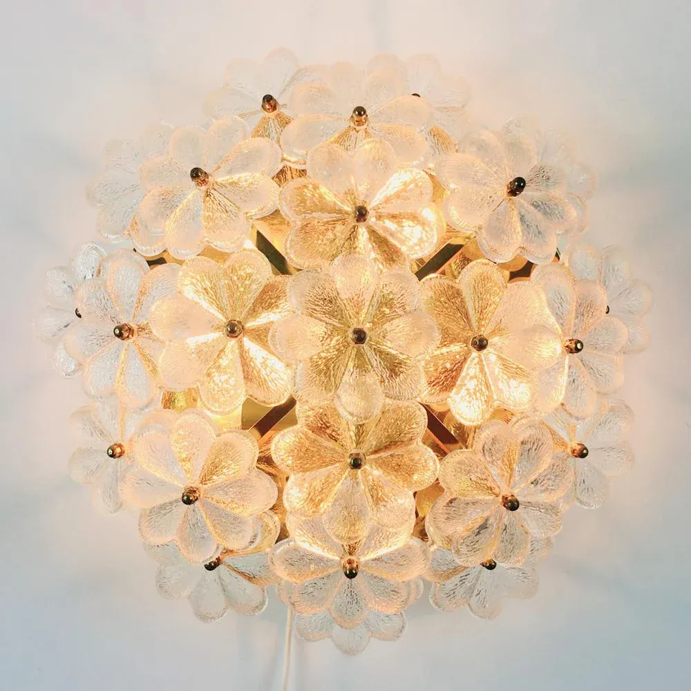 Large Mid-Century Modern Floral Ceiling Light in Murano Glass by Ernst Palme, Germany, 1970s