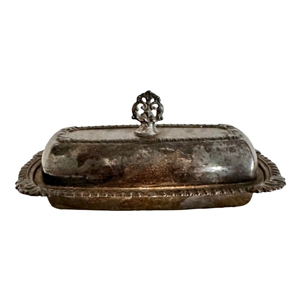 Vintage 20th Century Silver Plate Butter Dish With Cover and Glass ...