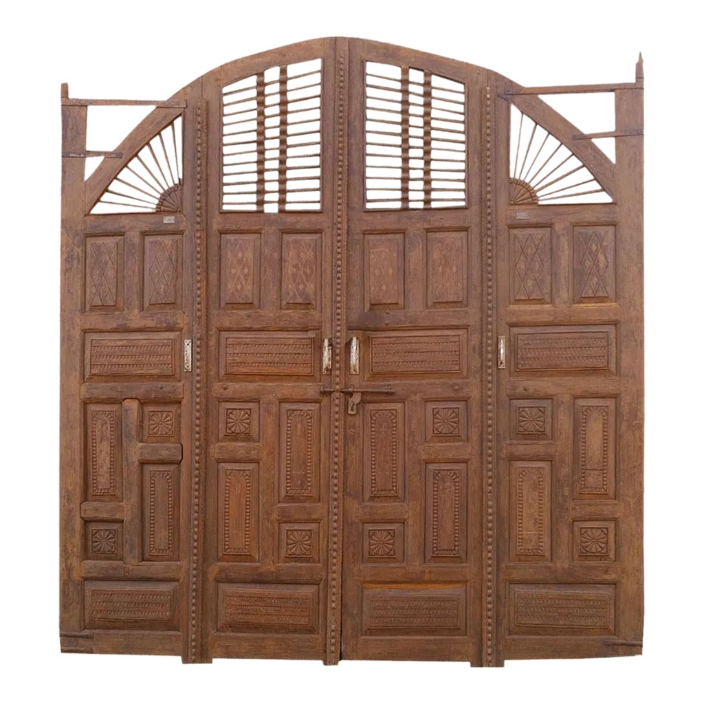 1920s Antique Indian Gates, Shekhawati Haveli Fortress Carved Door ...