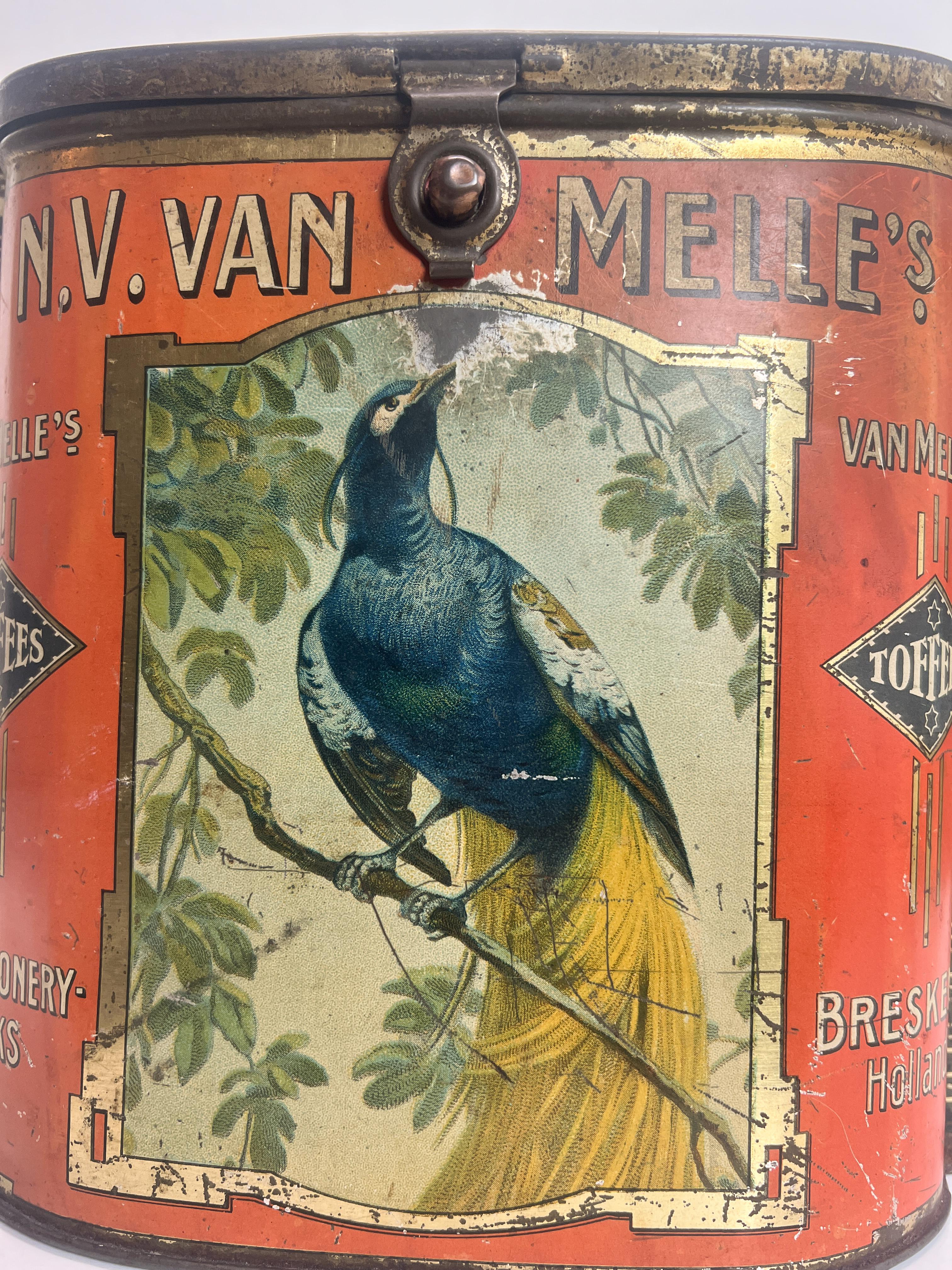 Antique Tin Biscuit from Van Melle, the Netherlands, 1920s