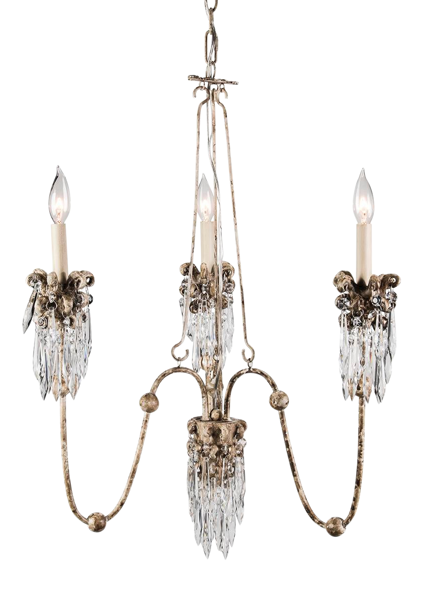 Flambeau's 3 Light Mini Chandelier, Distressed White and