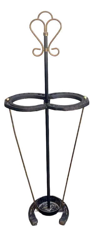 Equestrian Umbrella Stand with Brass Accents, 1930s