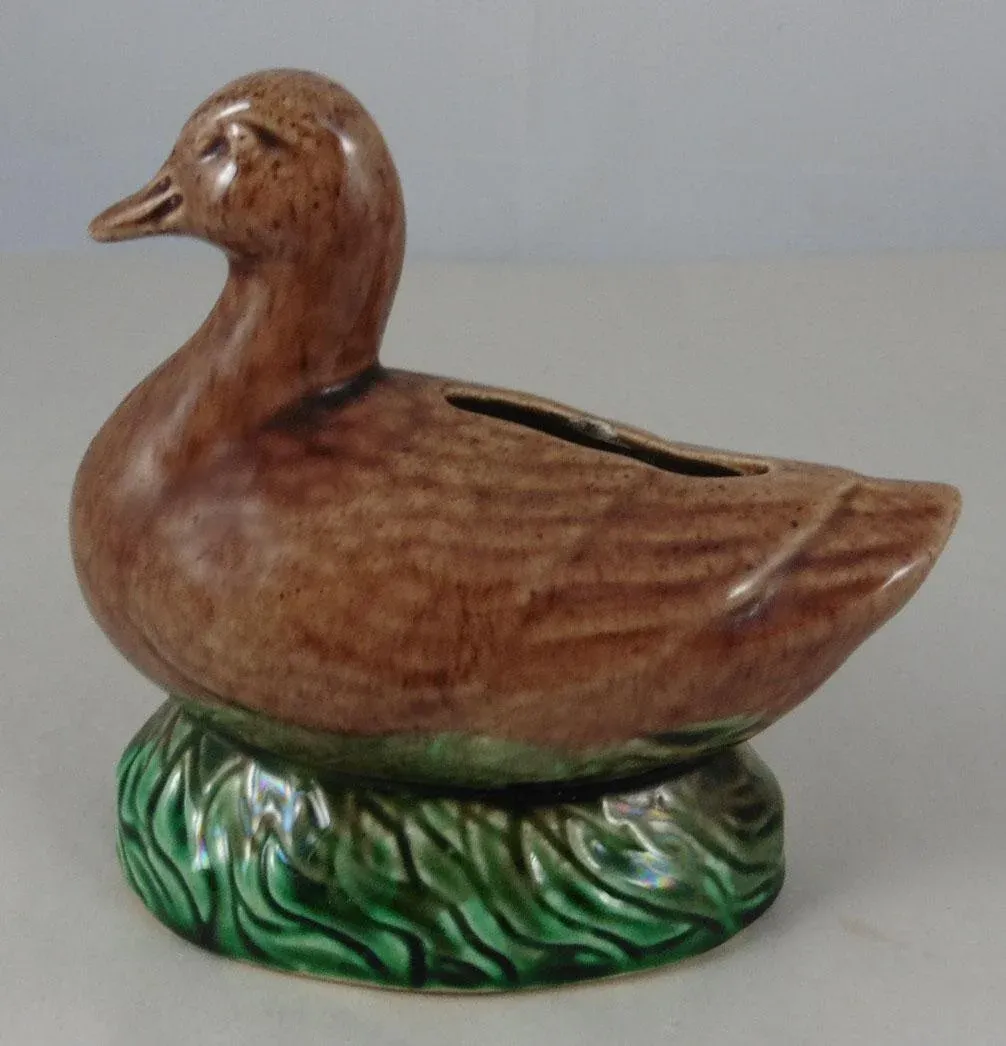 19th Century French Majolica Duck Bank