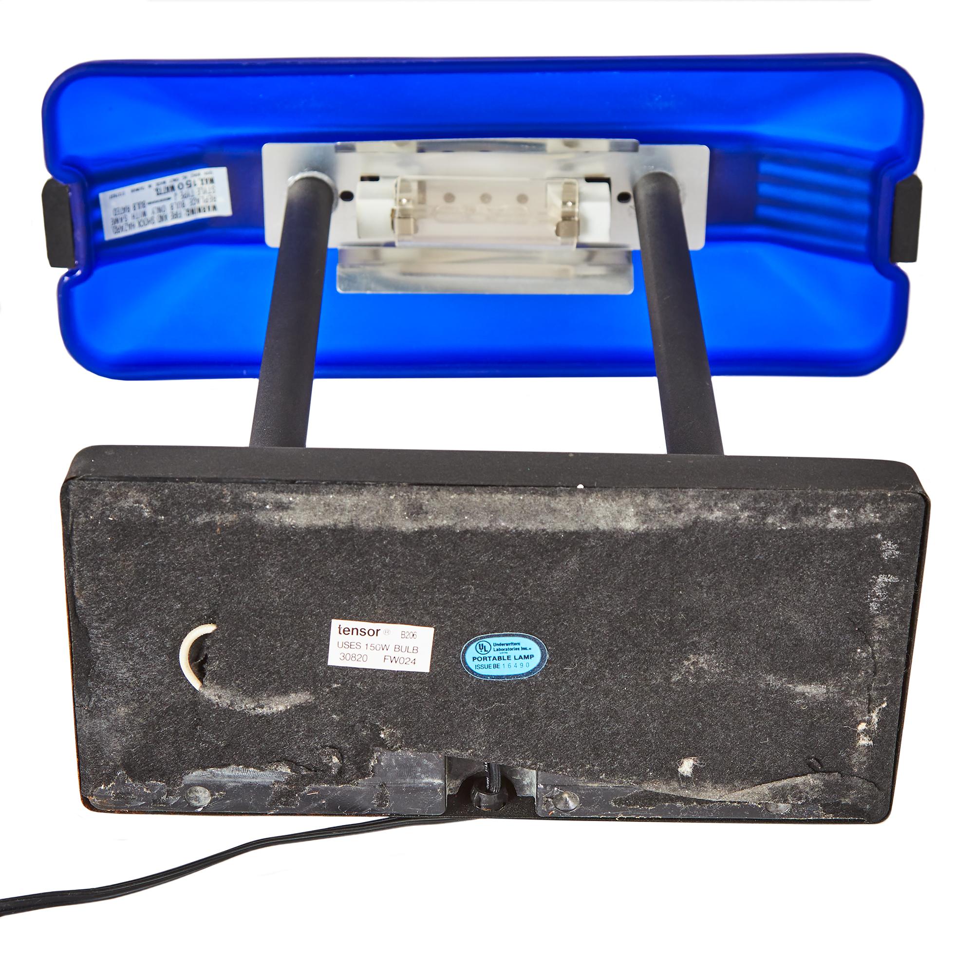 1970s Tensor Blue Glass Bankers Lamp